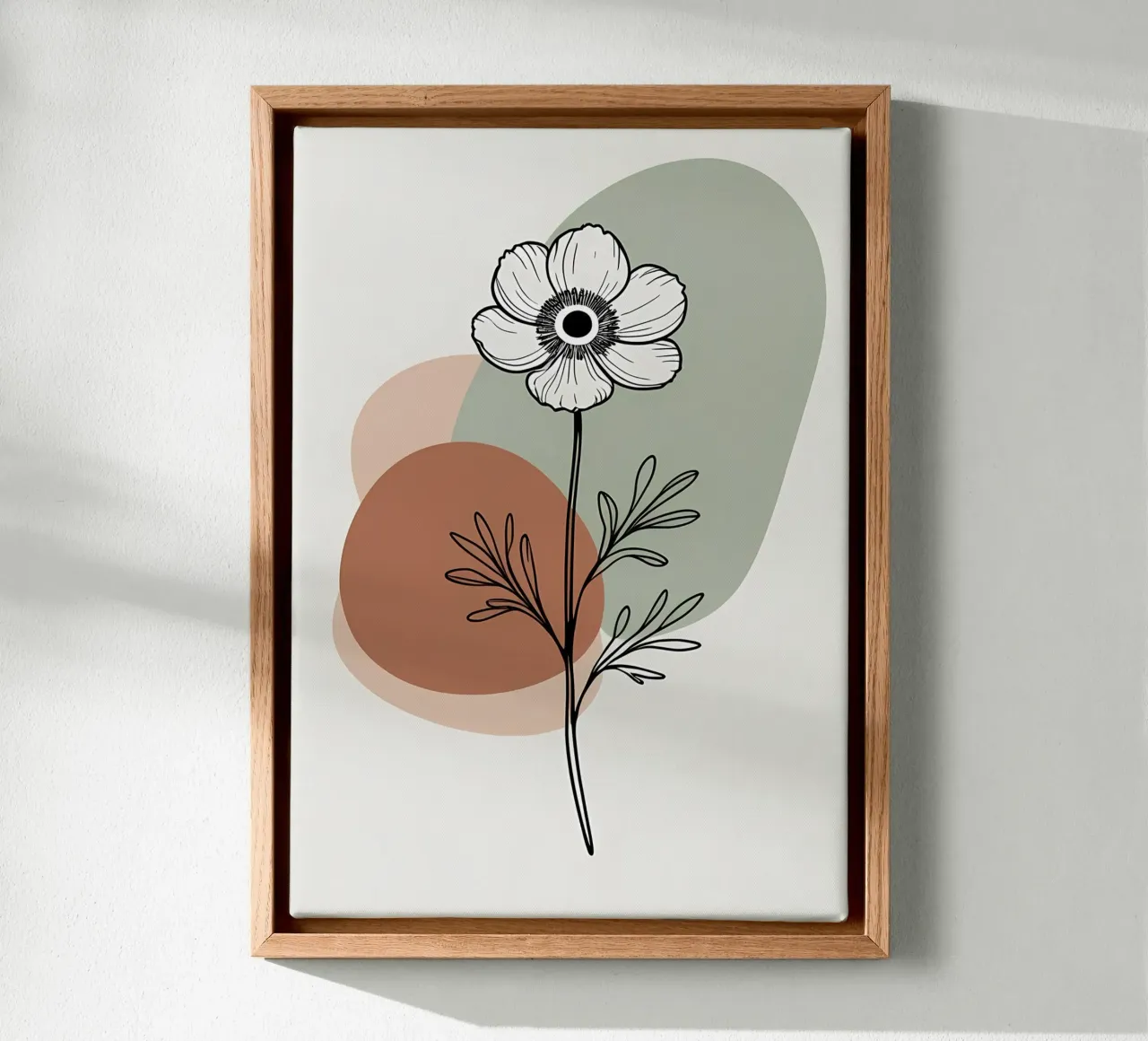 Line art minimalista di un singolo fiore di anemone tela da Bloom And Brush