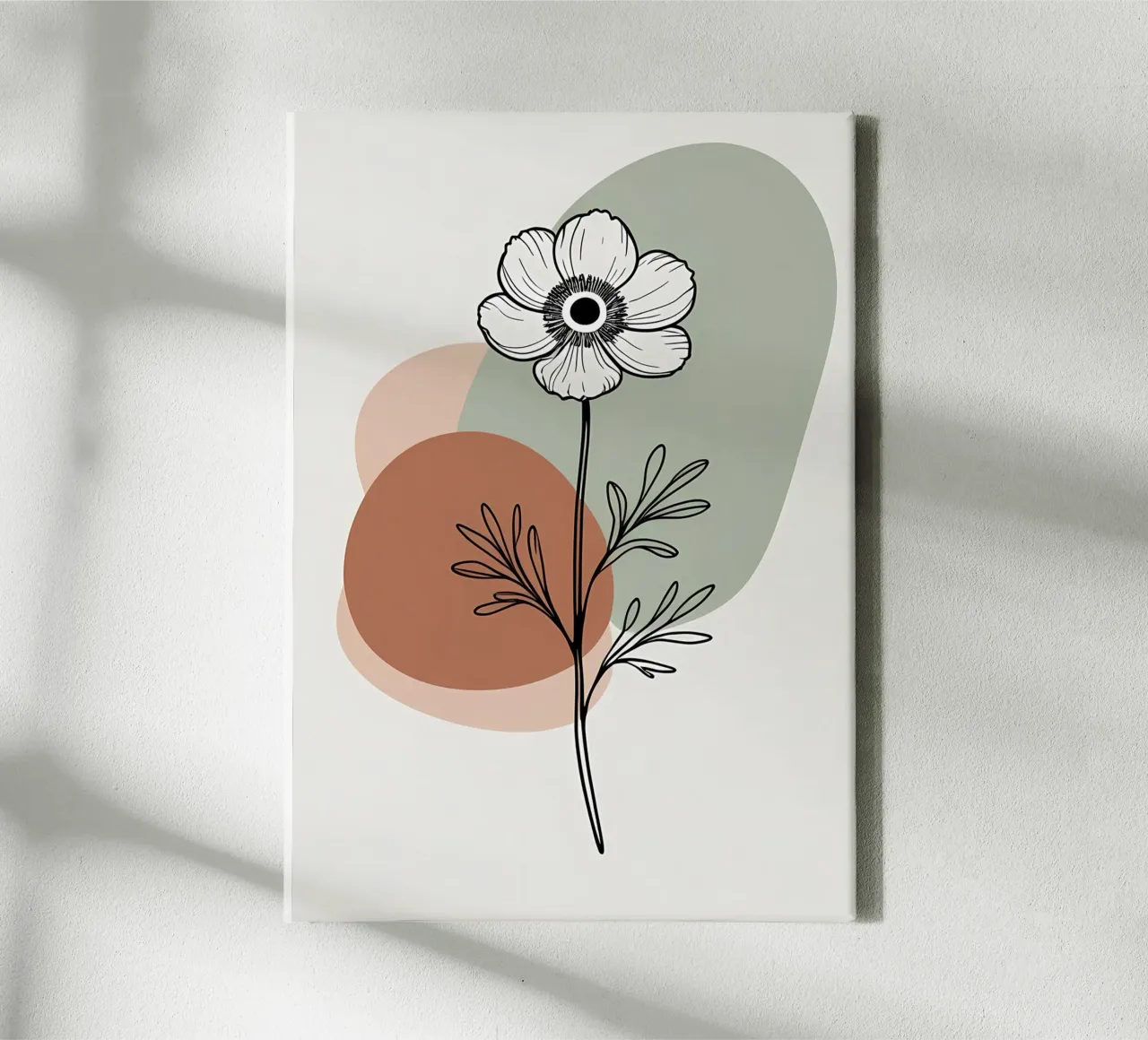 Line art minimalista di un singolo fiore di anemone tela da Bloom And Brush