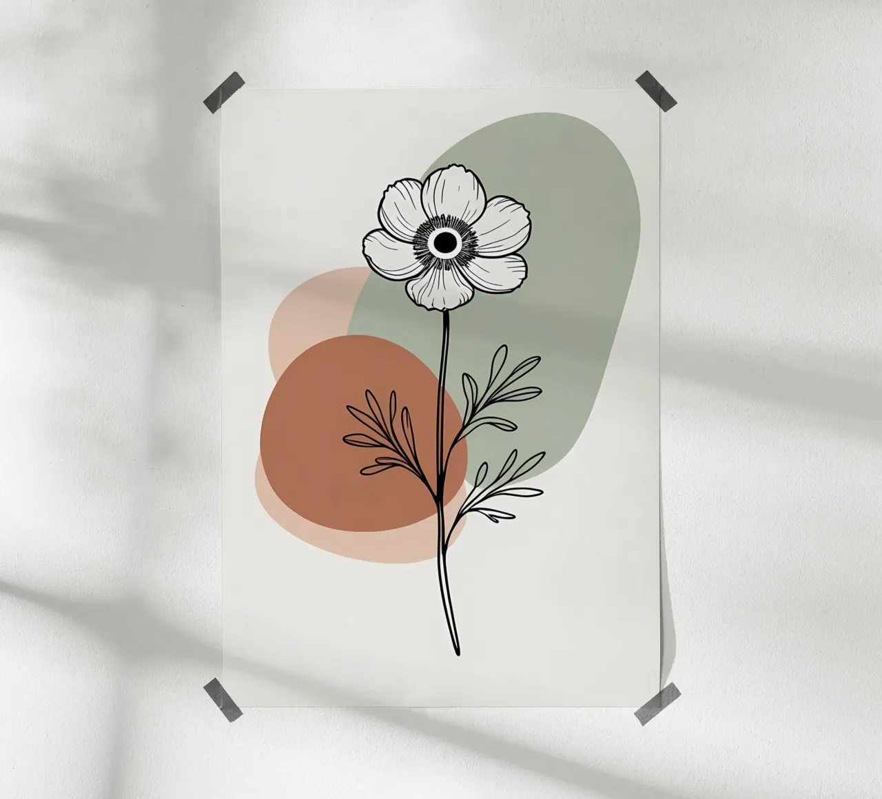 Dessin au trait minimaliste d'une simple fleur d'anémone hahnemühle de Bloom And Brush