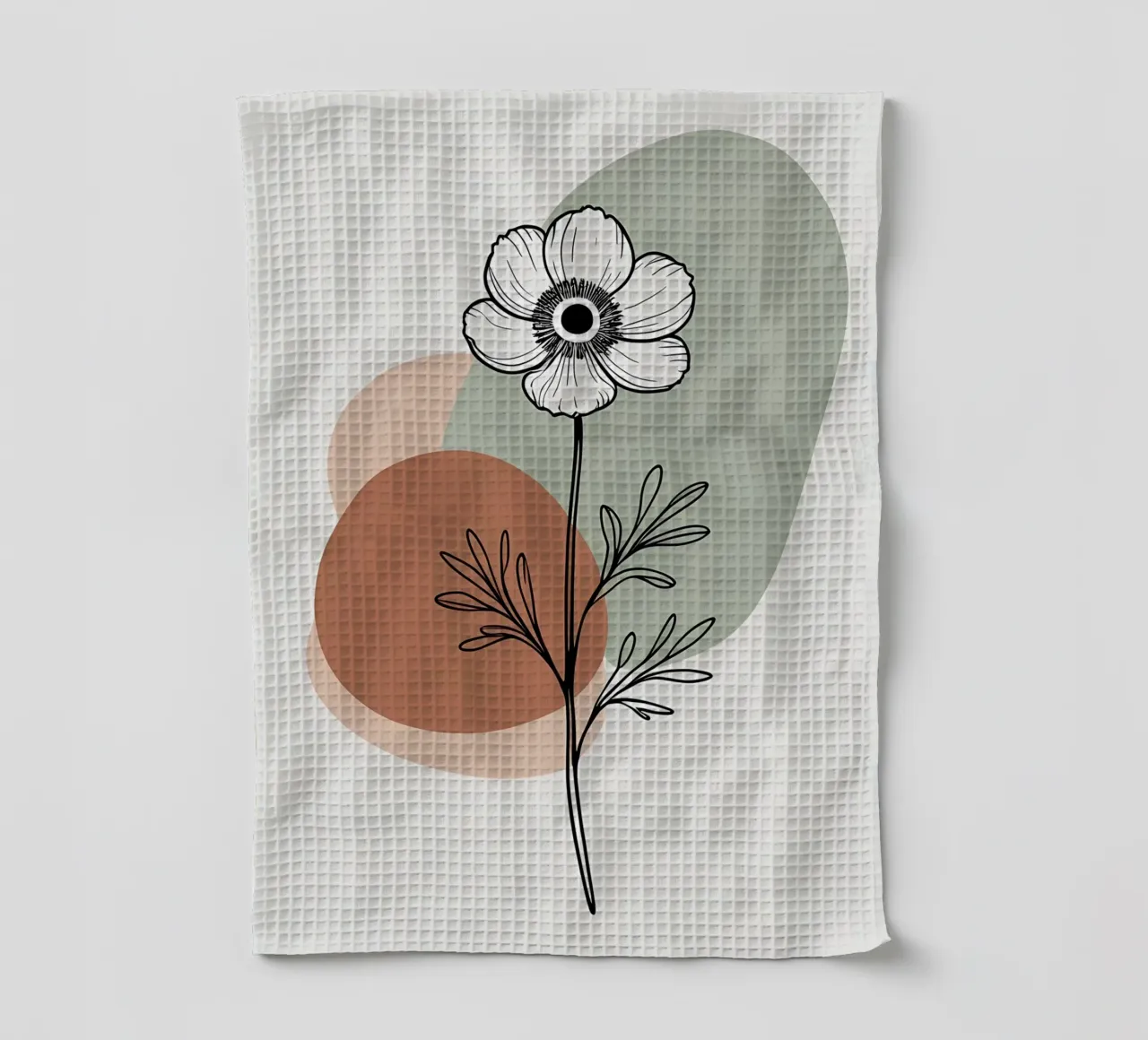 Line art minimalista di un singolo fiore di anemone canovaccio da cucina da Bloom And Brush