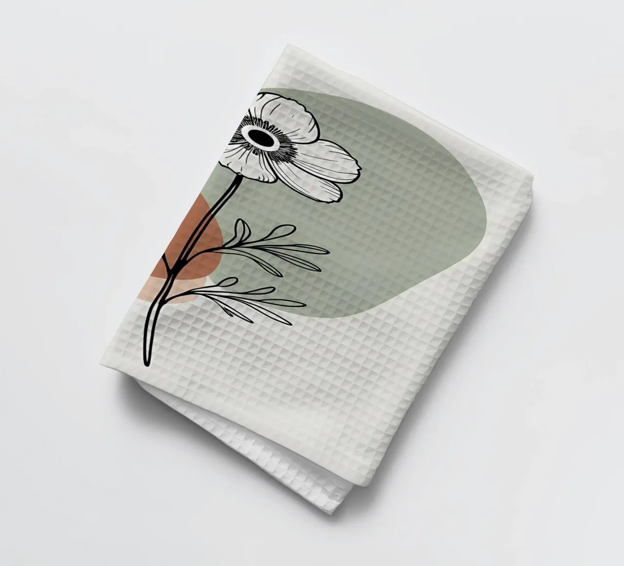 Line art minimalista di un singolo fiore di anemone canovaccio da cucina da Bloom And Brush