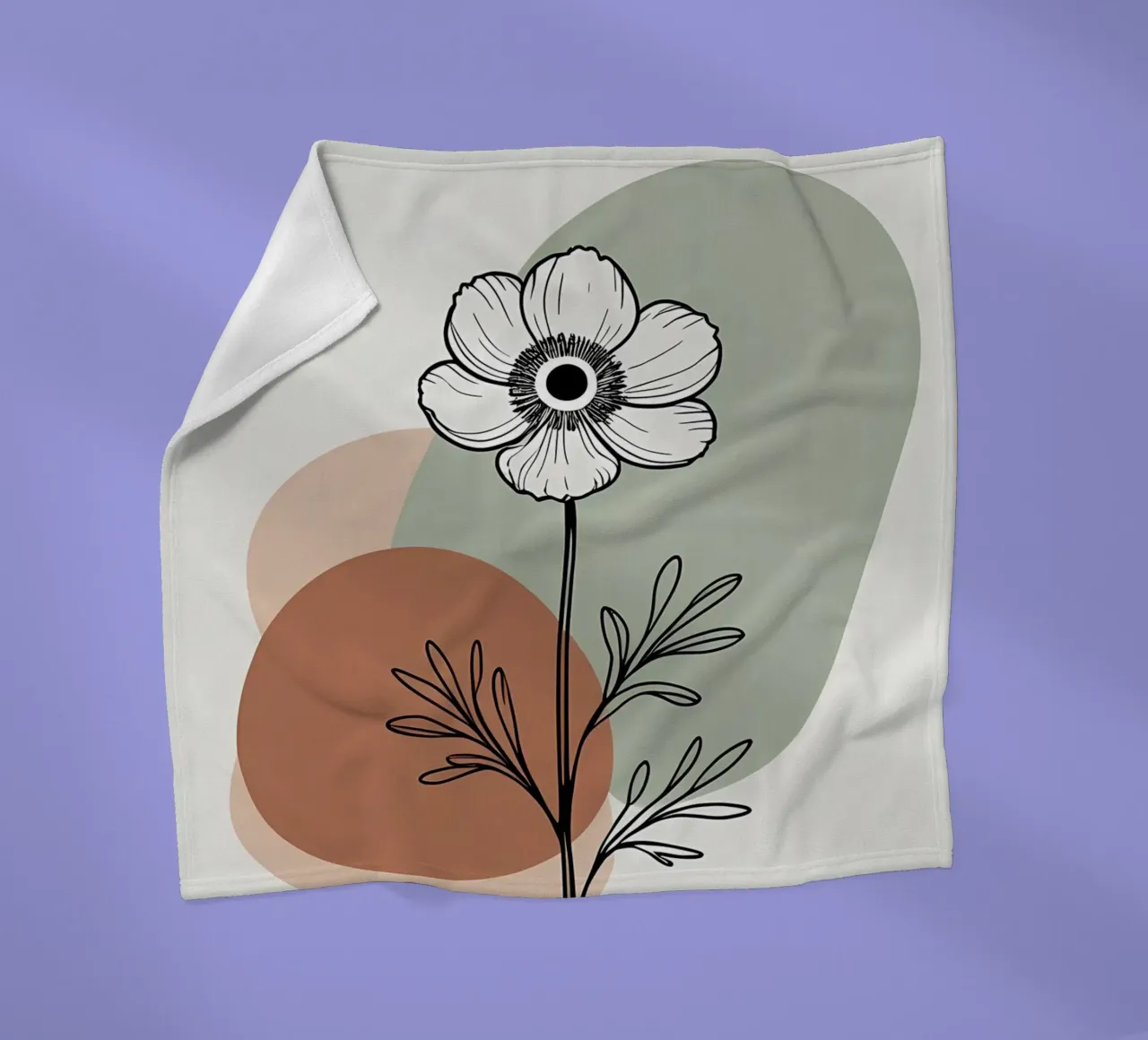 Dessin au trait minimaliste d'une simple fleur d'anémone plaid polaire de Bloom And Brush