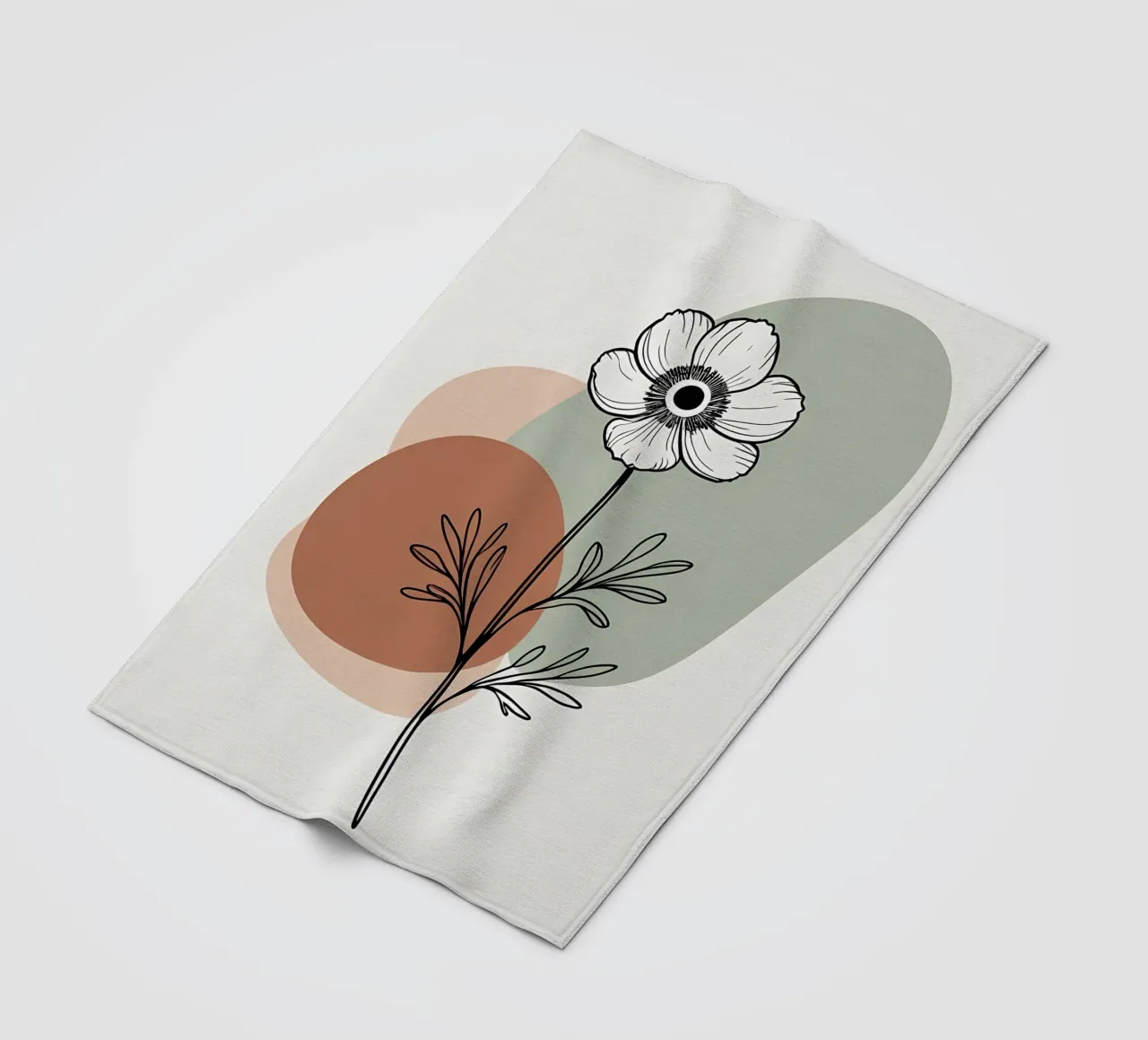 Dessin au trait minimaliste d'une simple fleur d'anémone plaid polaire de Bloom And Brush