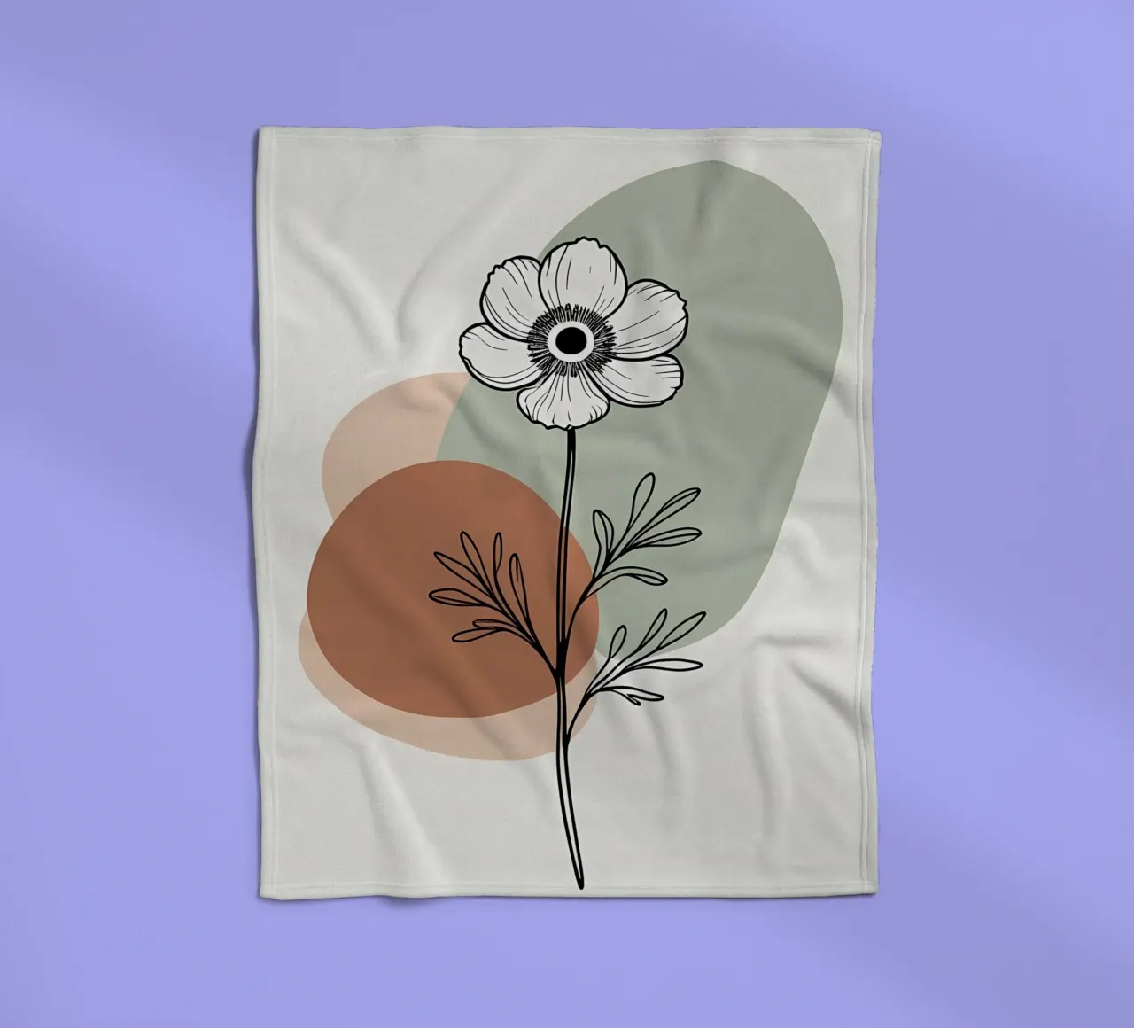 Dessin au trait minimaliste d'une simple fleur d'anémone plaid polaire de Bloom And Brush