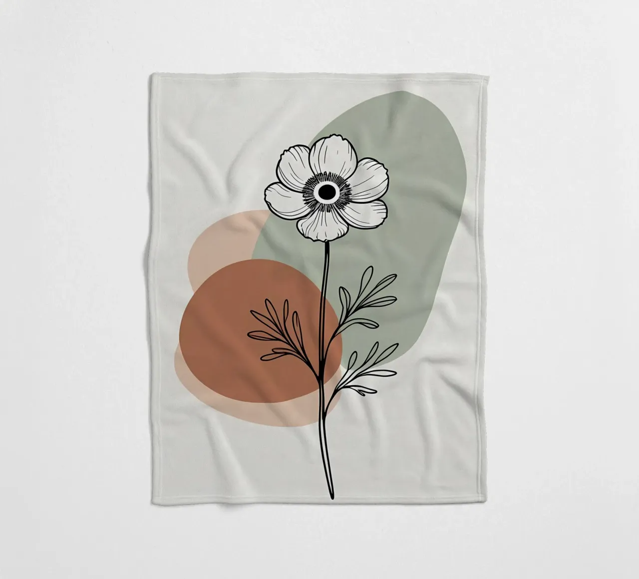 Dessin au trait minimaliste d'une simple fleur d'anémone plaid polaire de Bloom And Brush