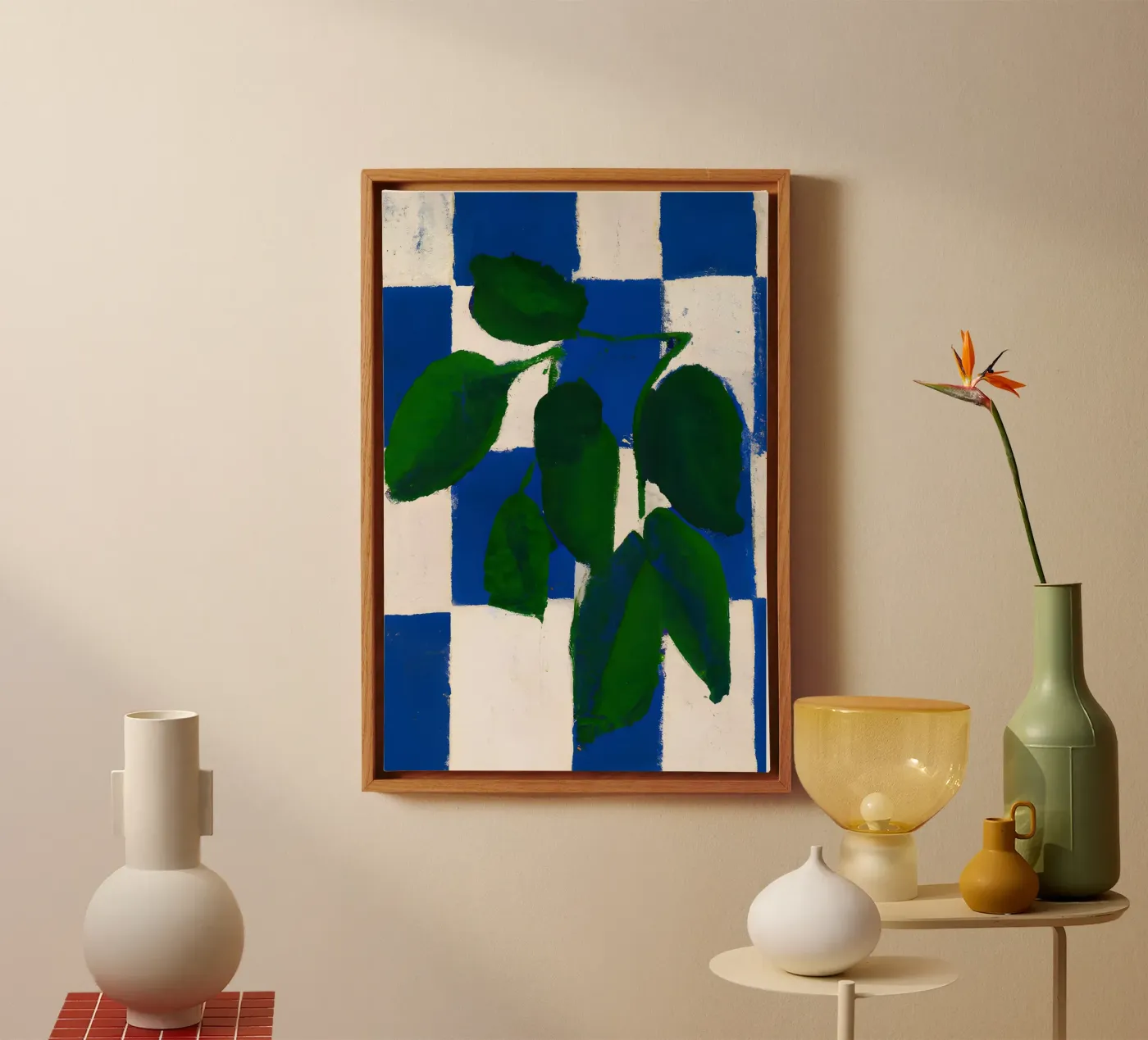 Checkered greenery tela da interiorisla