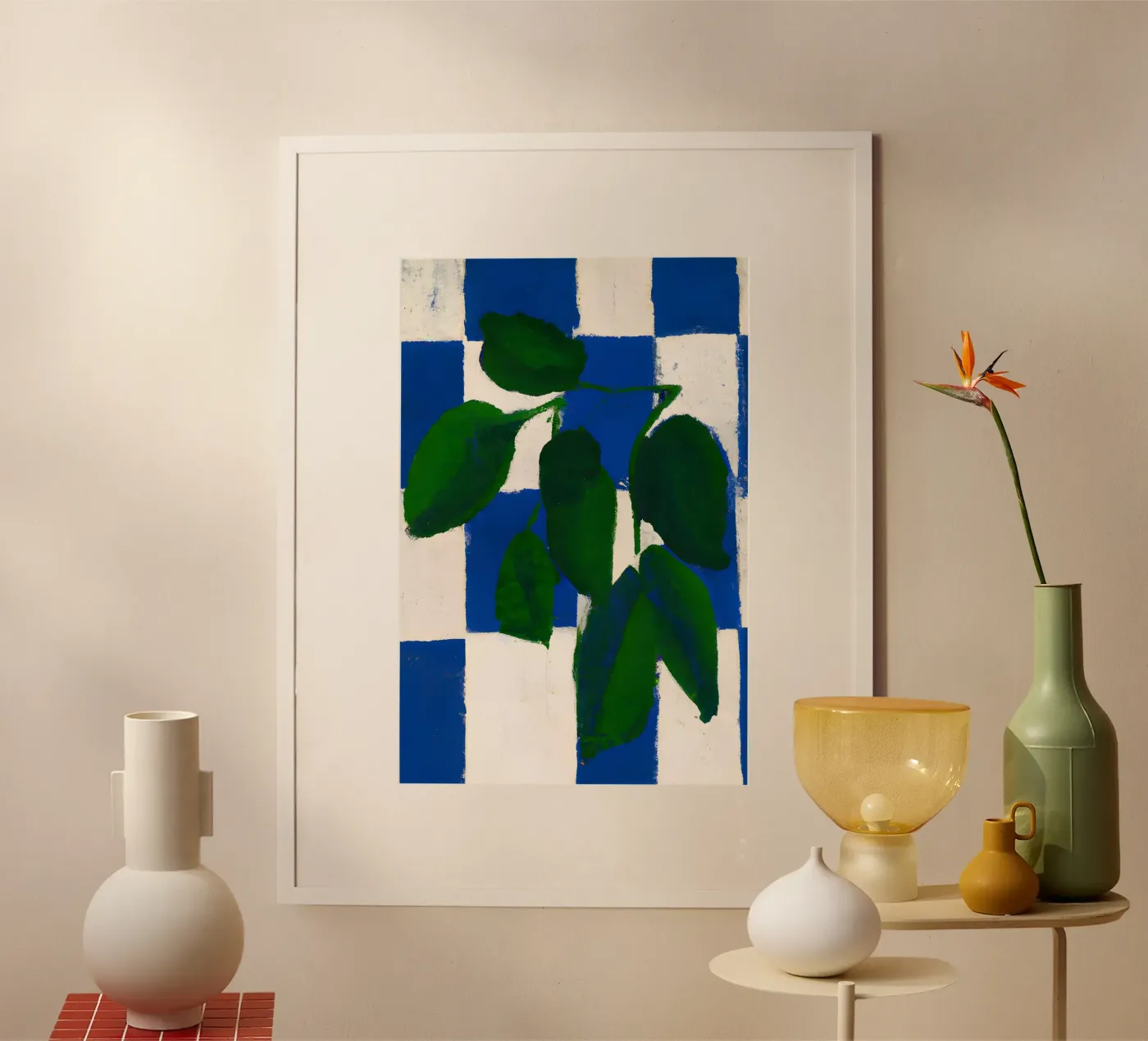 Checkered greenery poster de interiorisla