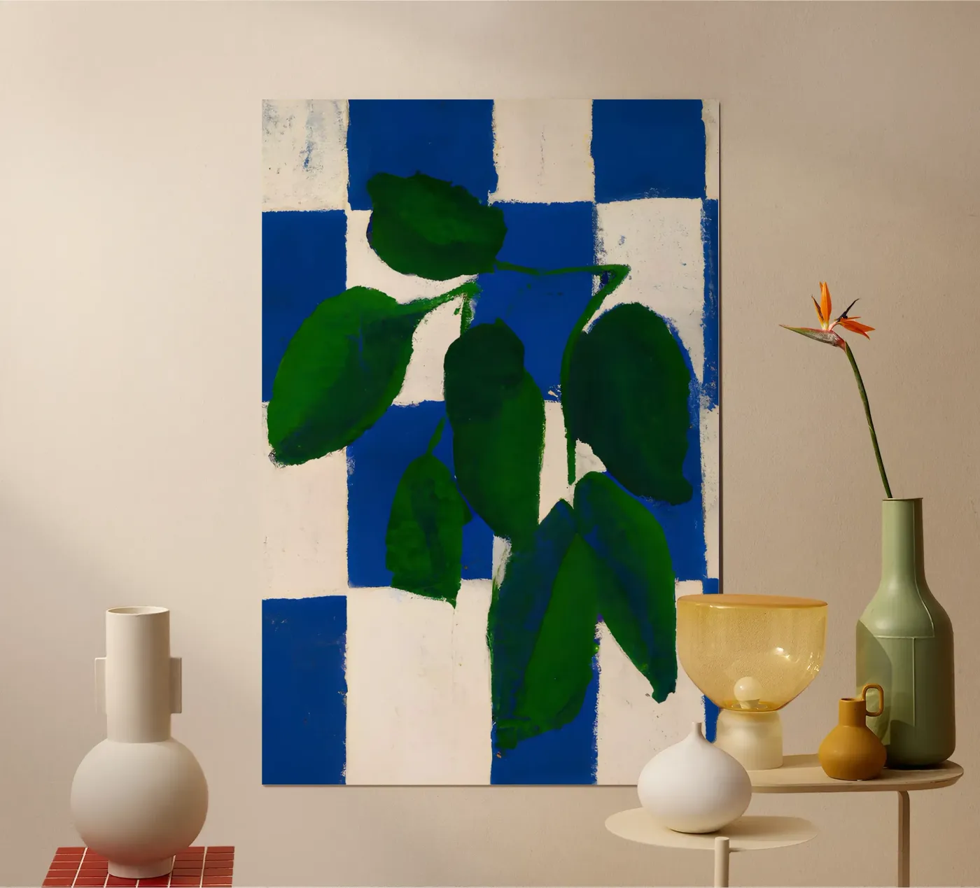 Checkered greenery poster de interiorisla