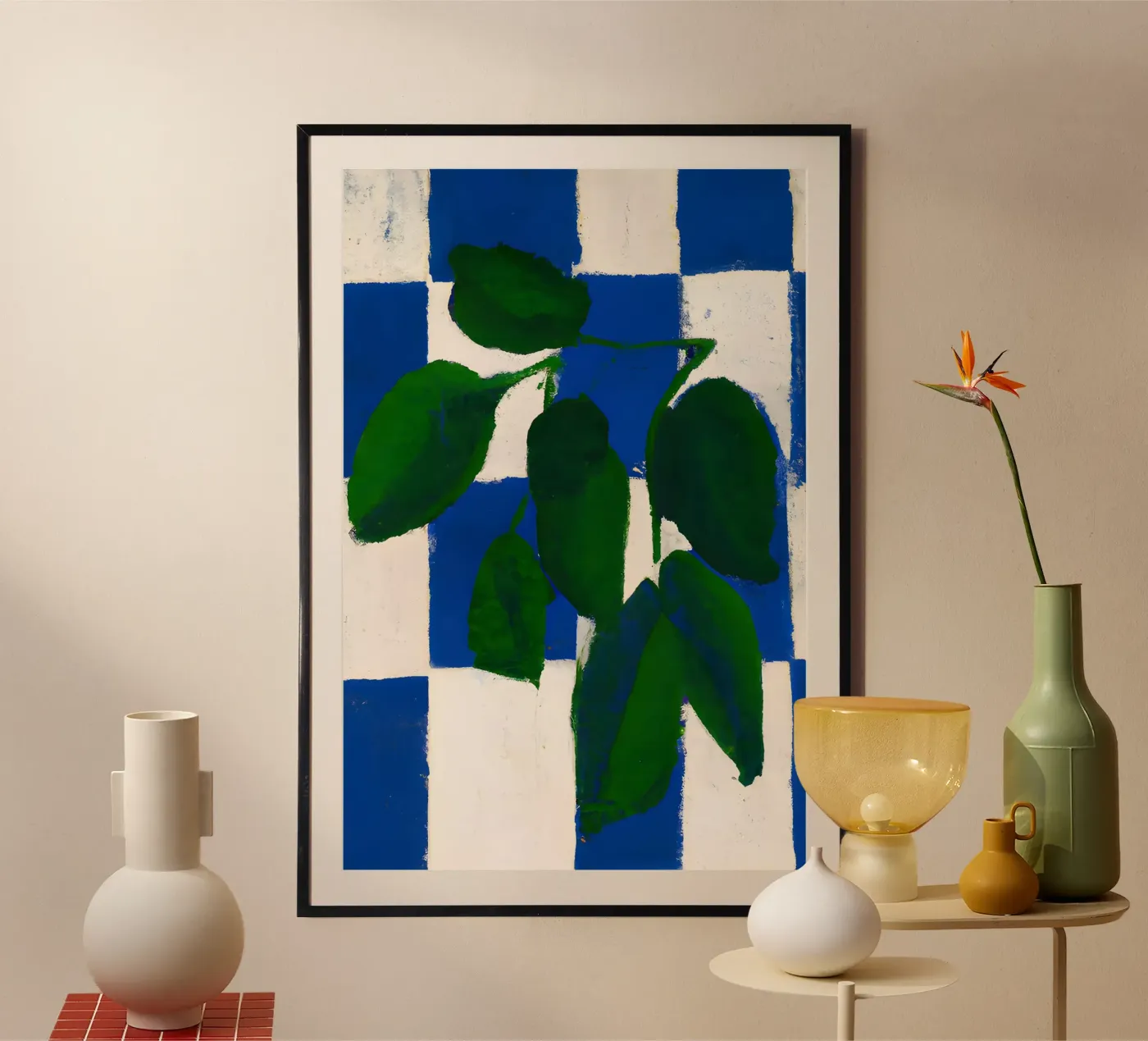 Checkered greenery poster de interiorisla