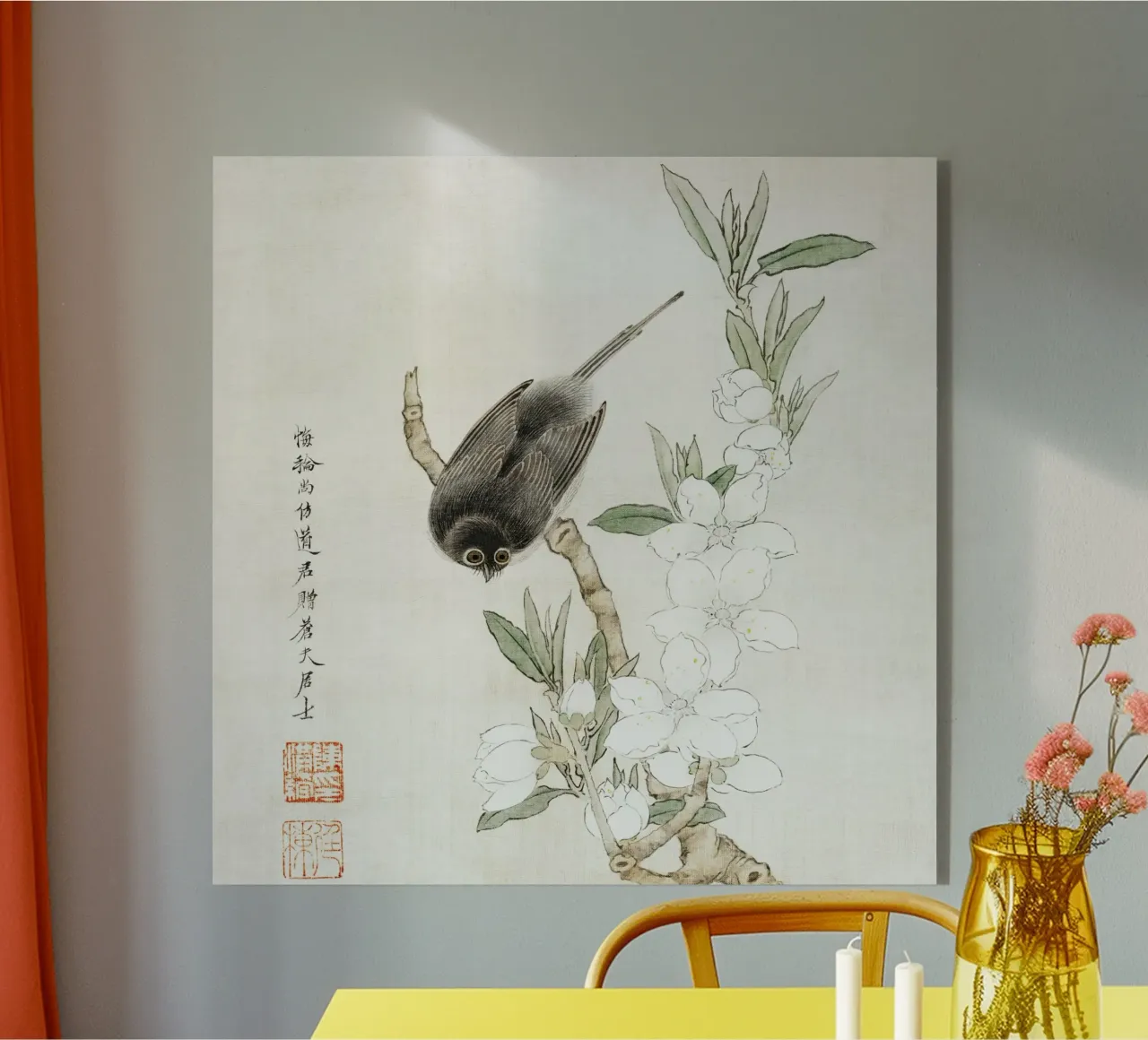 Bird on branch metacrilato de vintageshop