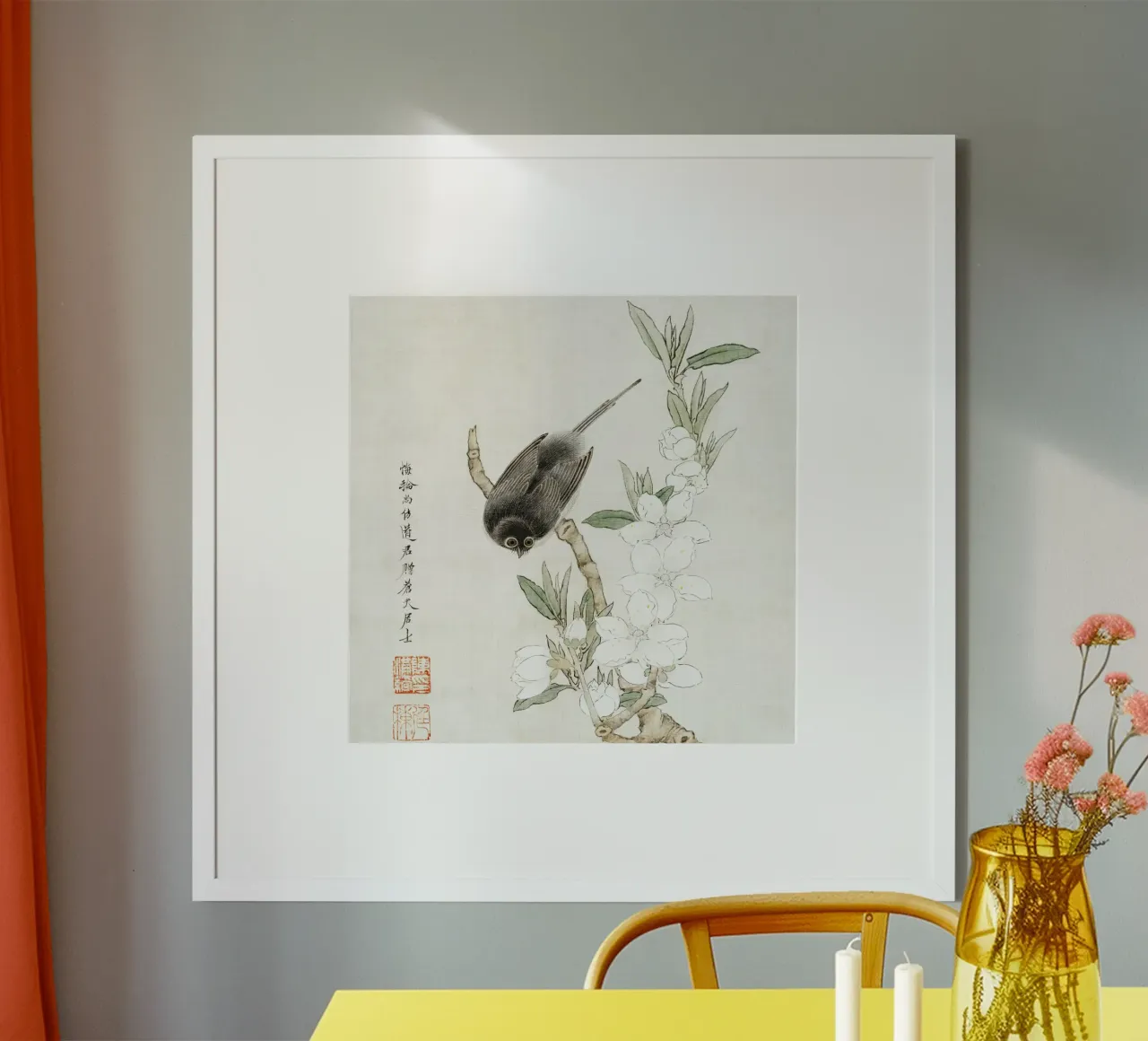 Bird on branch carta hahnemühle da vintageshop