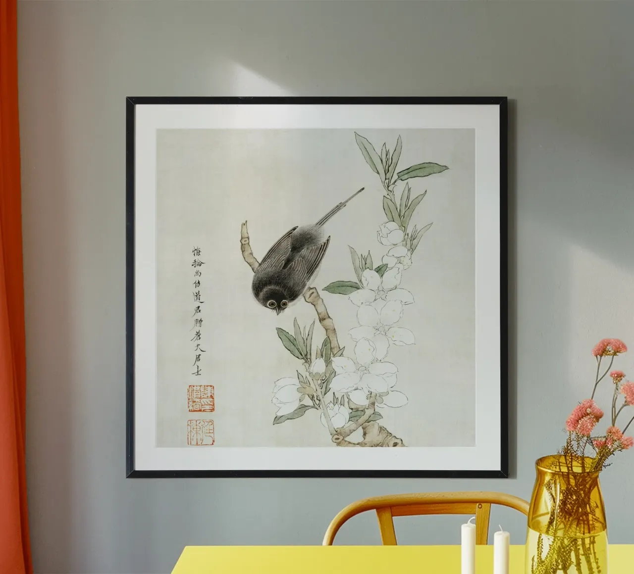 Bird on branch carta hahnemühle da vintageshop