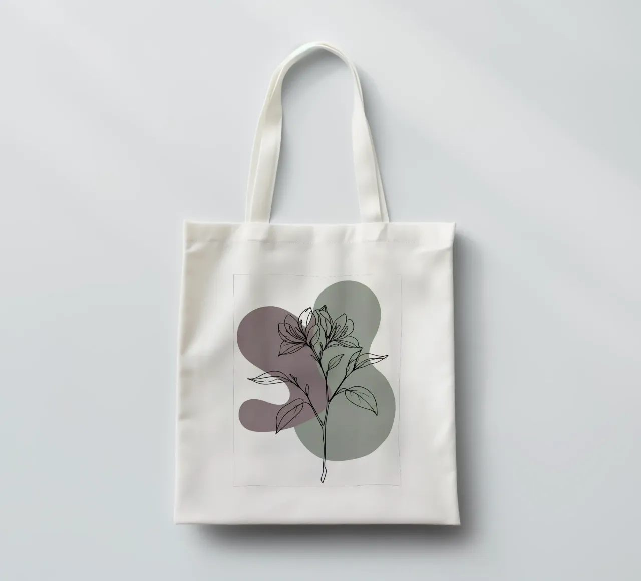Line art minimalista di un singolo fiore di azalea borsa in juta da Bloom And Brush