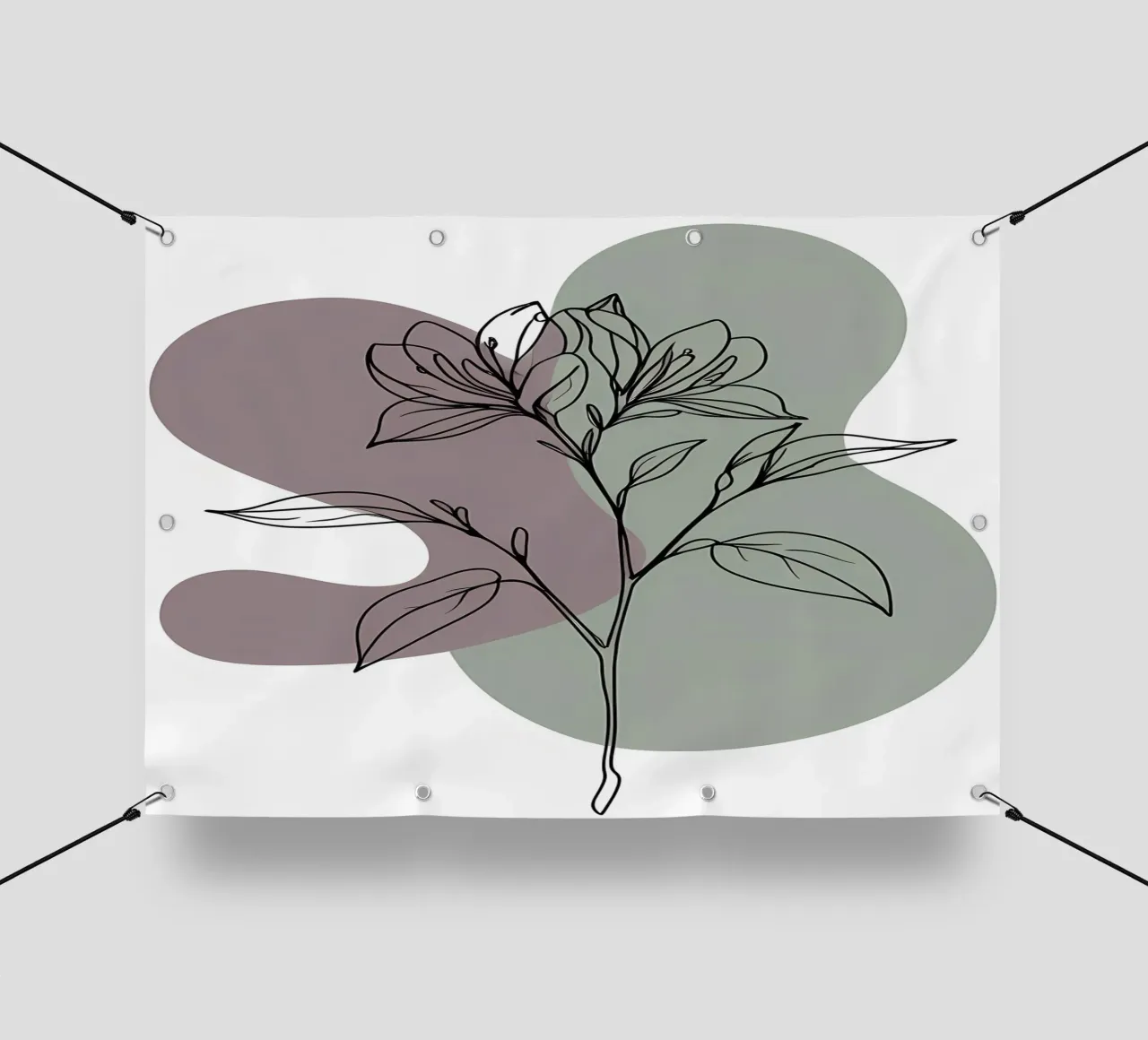 Line art minimalista di un singolo fiore di azalea telo in pvc da Bloom And Brush