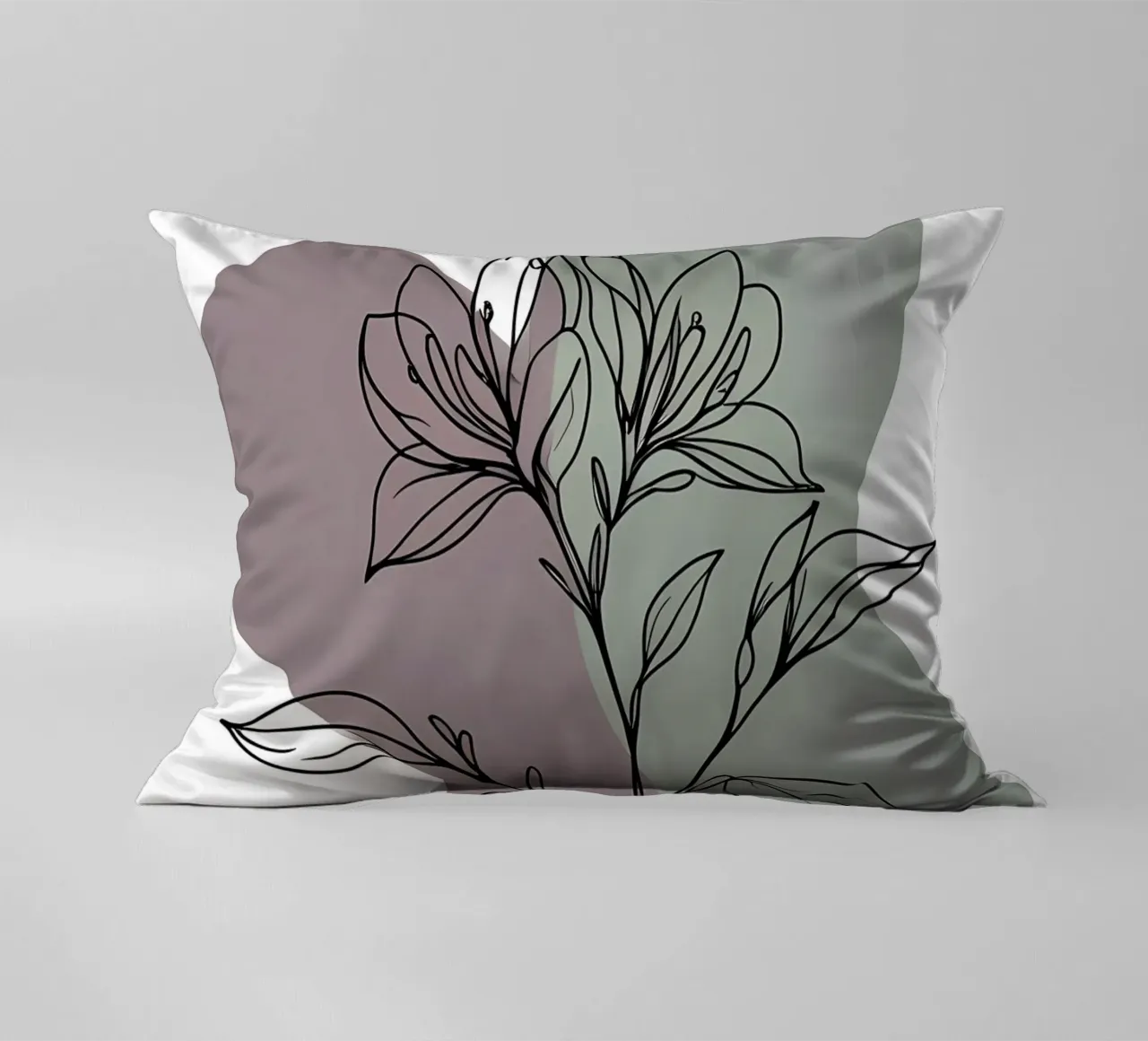Line art minimalista di un singolo fiore di azalea cuscino da Bloom And Brush