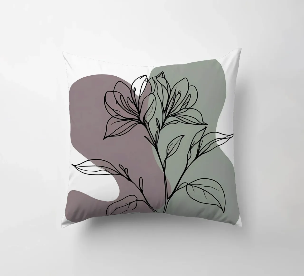 Line art minimalista di un singolo fiore di azalea cuscino da Bloom And Brush