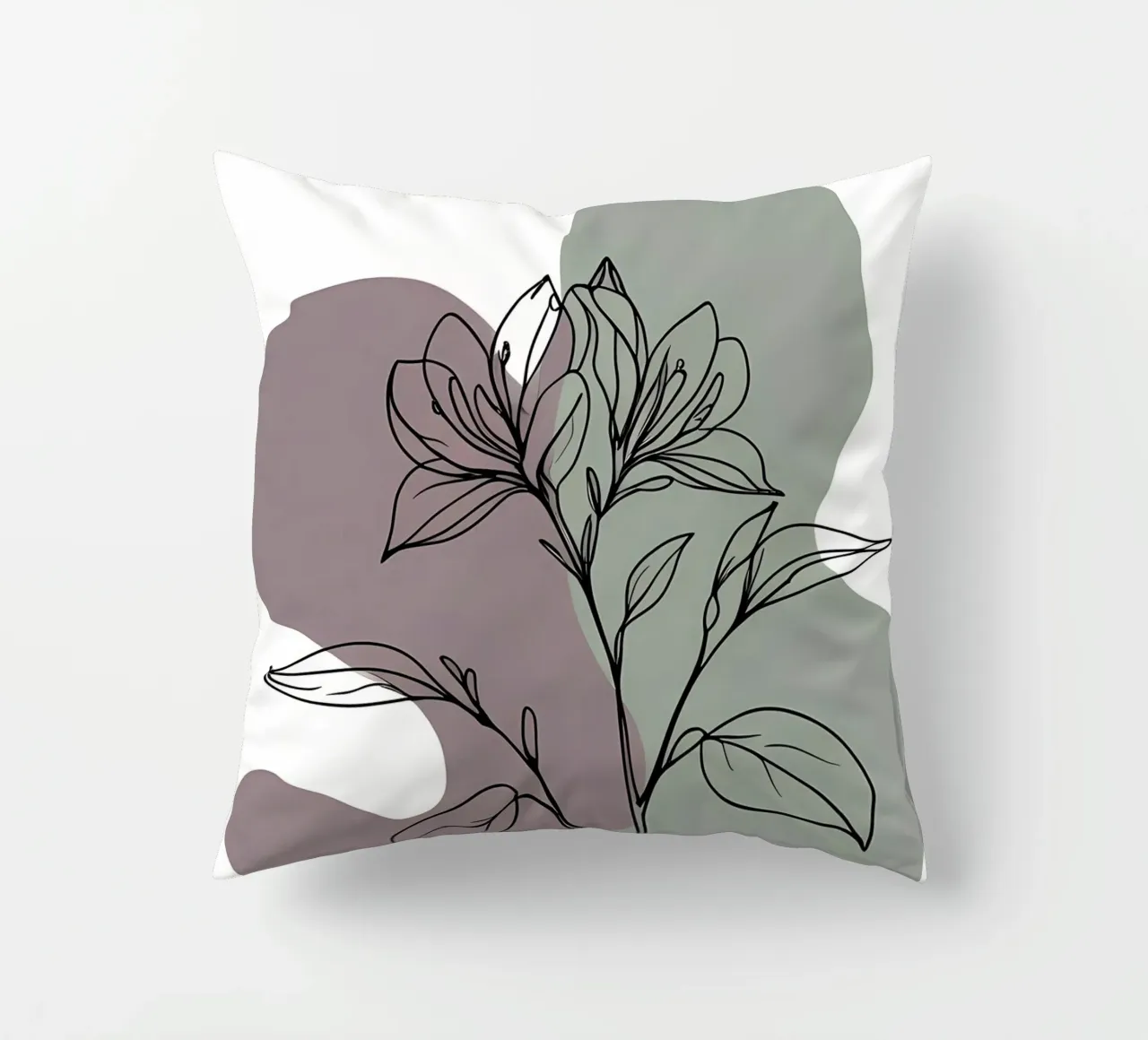 Line art minimalista di un singolo fiore di azalea cuscino da Bloom And Brush