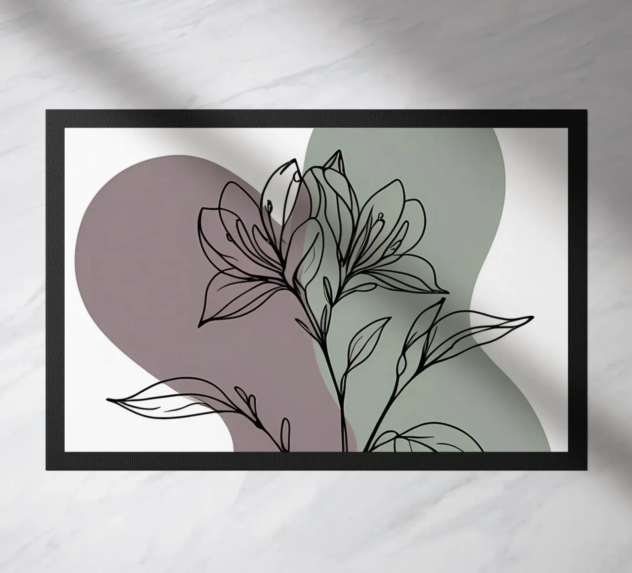 Dessin au trait minimaliste d'une seule fleur d'azalée paillasson de Bloom And Brush