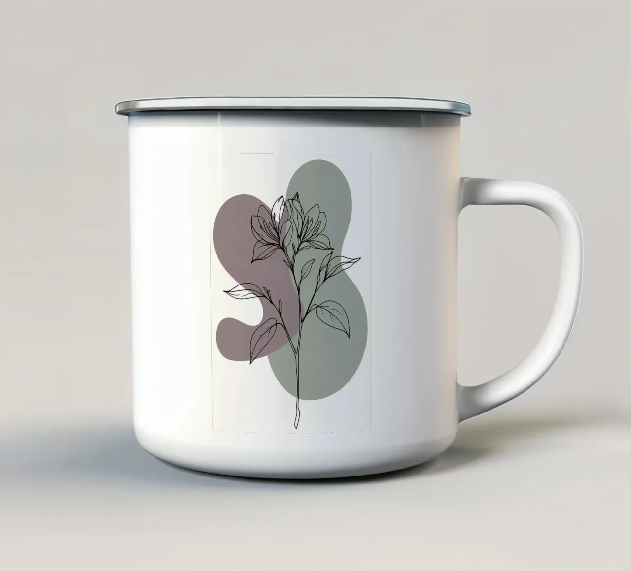 Dessin au trait minimaliste d'une seule fleur d'azalée mug en émail de Bloom And Brush