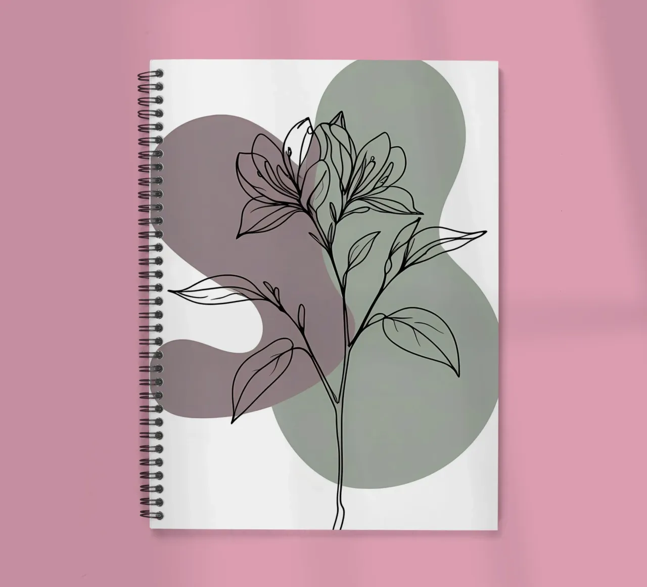 Minimalist line art of a single azalea flower spiral notebook by Bloom And Brush