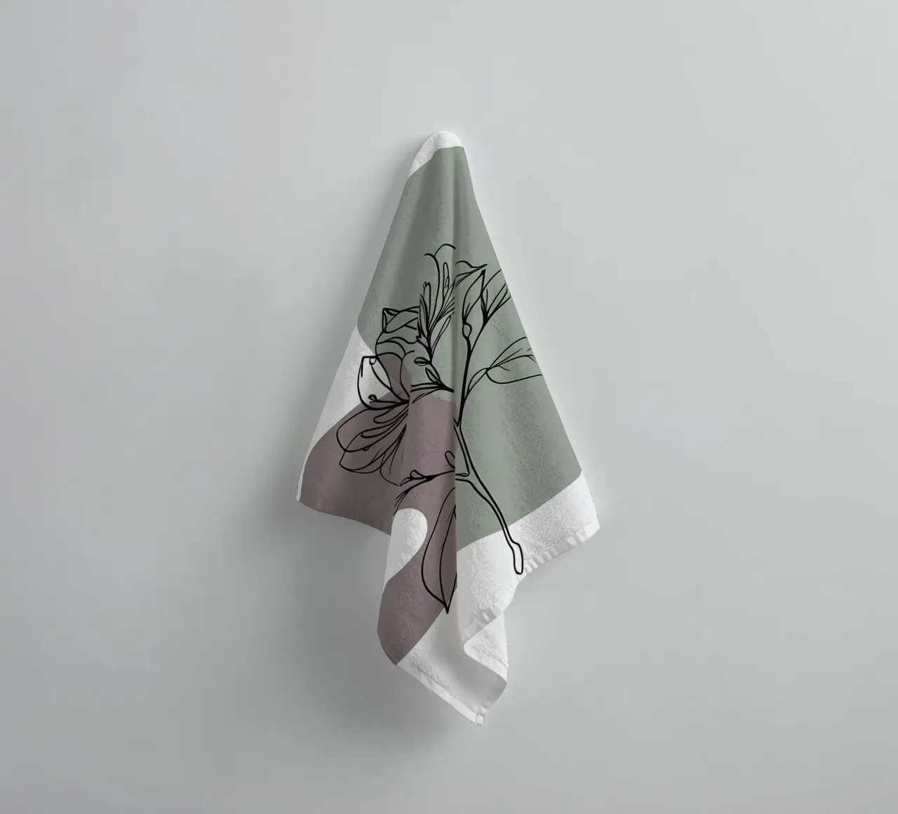 Minimalist line art of a single azalea flower towel by Bloom And Brush