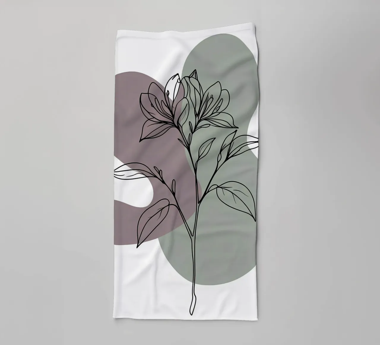 Minimalist line art of a single azalea flower towel by Bloom And Brush