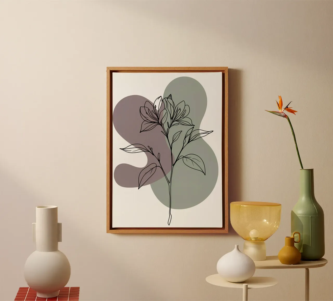 Line art minimalista di un singolo fiore di azalea tela da Bloom And Brush