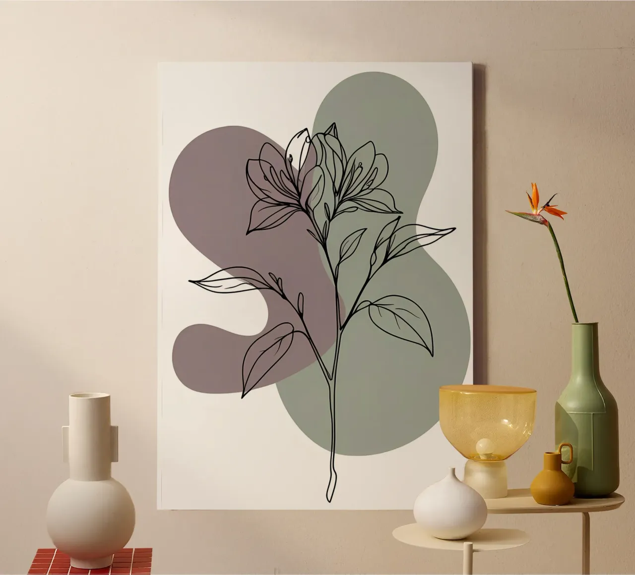 Line art minimalista di un singolo fiore di azalea tela da Bloom And Brush