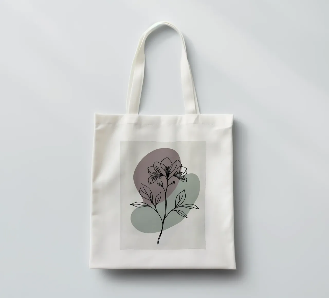 Line art minimalista di un singolo fiore di azalea borsa in juta da Bloom And Brush