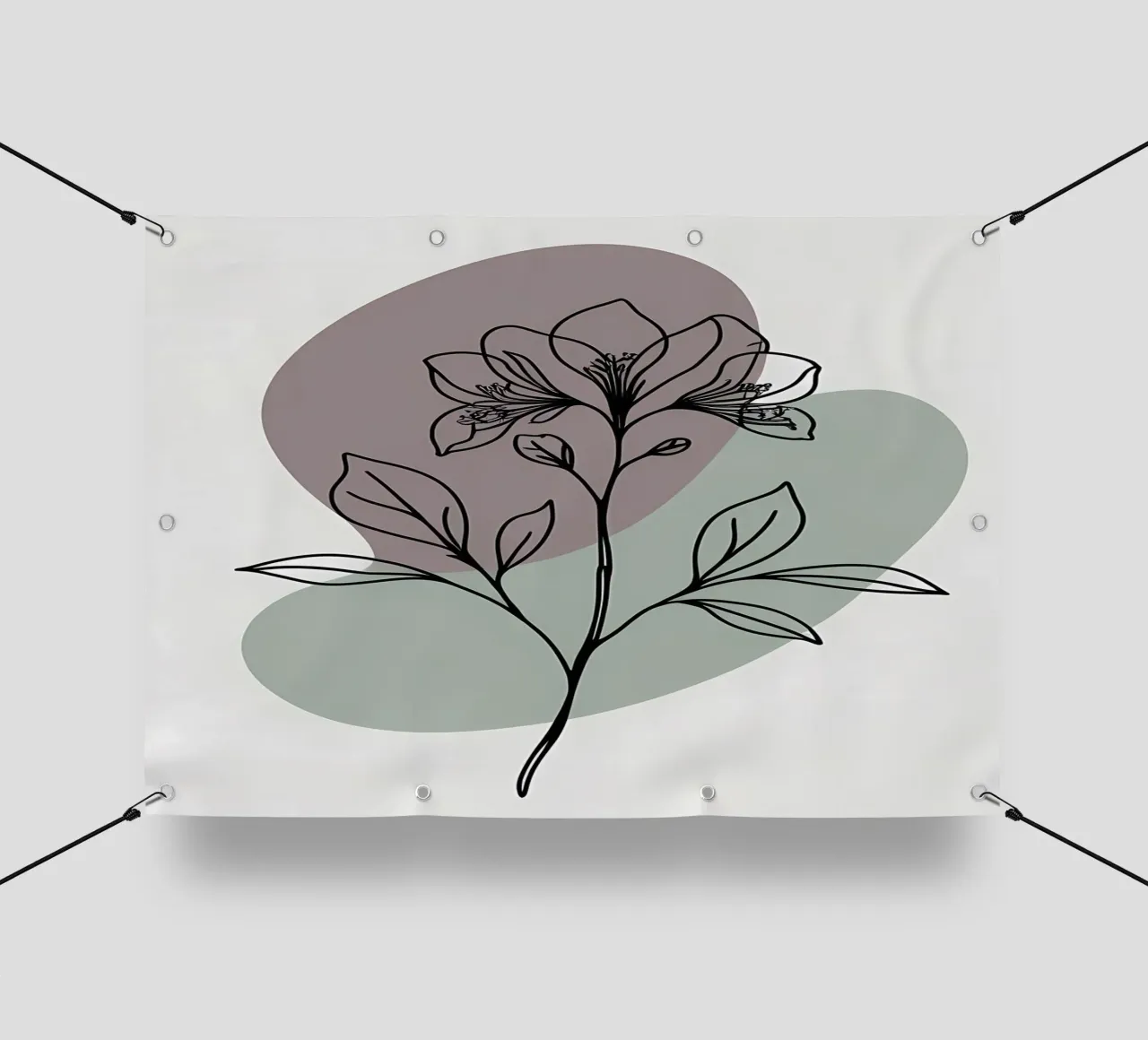 Line art minimalista di un singolo fiore di azalea telo in pvc da Bloom And Brush
