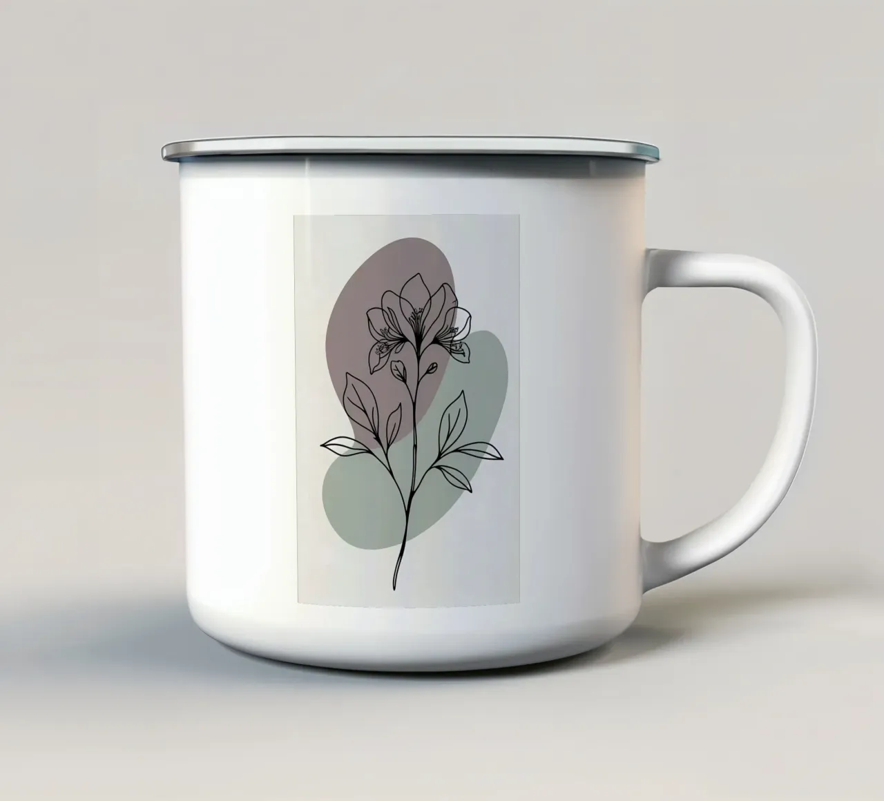Dessin au trait minimaliste d'une seule fleur d'azalée mug en émail de Bloom And Brush