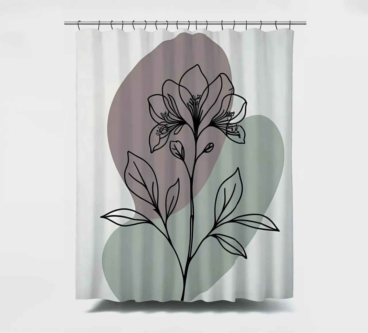 Line art minimalista di un singolo fiore di azalea tenda da doccia da Bloom And Brush
