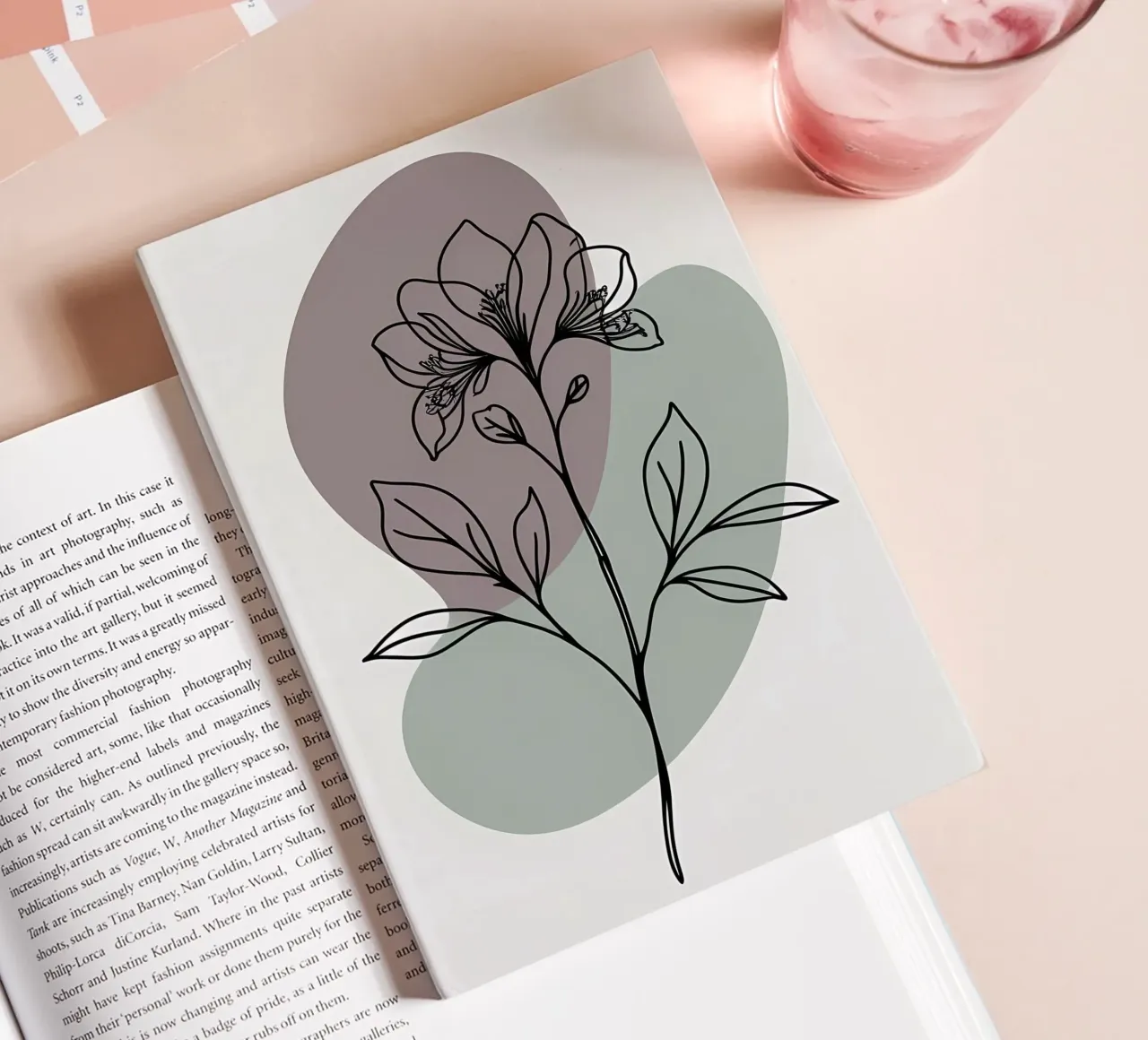 Minimalist line art of a single azalea flower notebook by Bloom And Brush