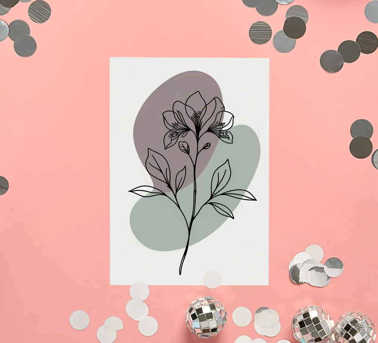 Dessin au trait minimaliste d'une seule fleur d'azalée autocollant de Bloom And Brush