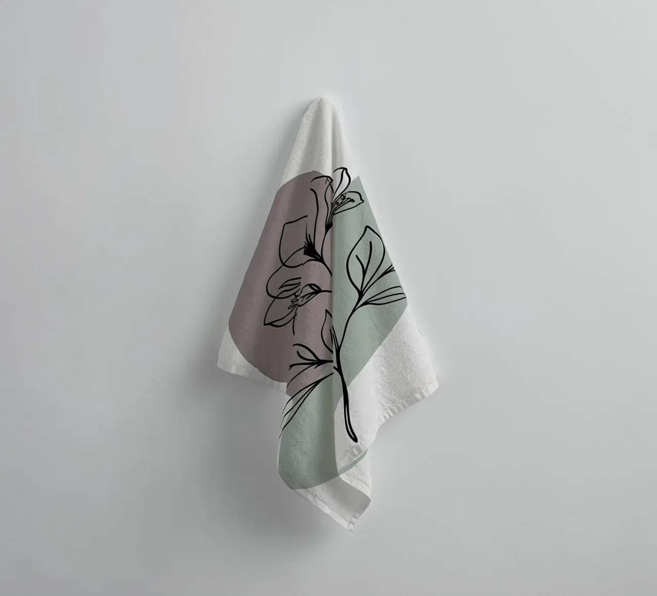 Minimalist line art of a single azalea flower towel by Bloom And Brush