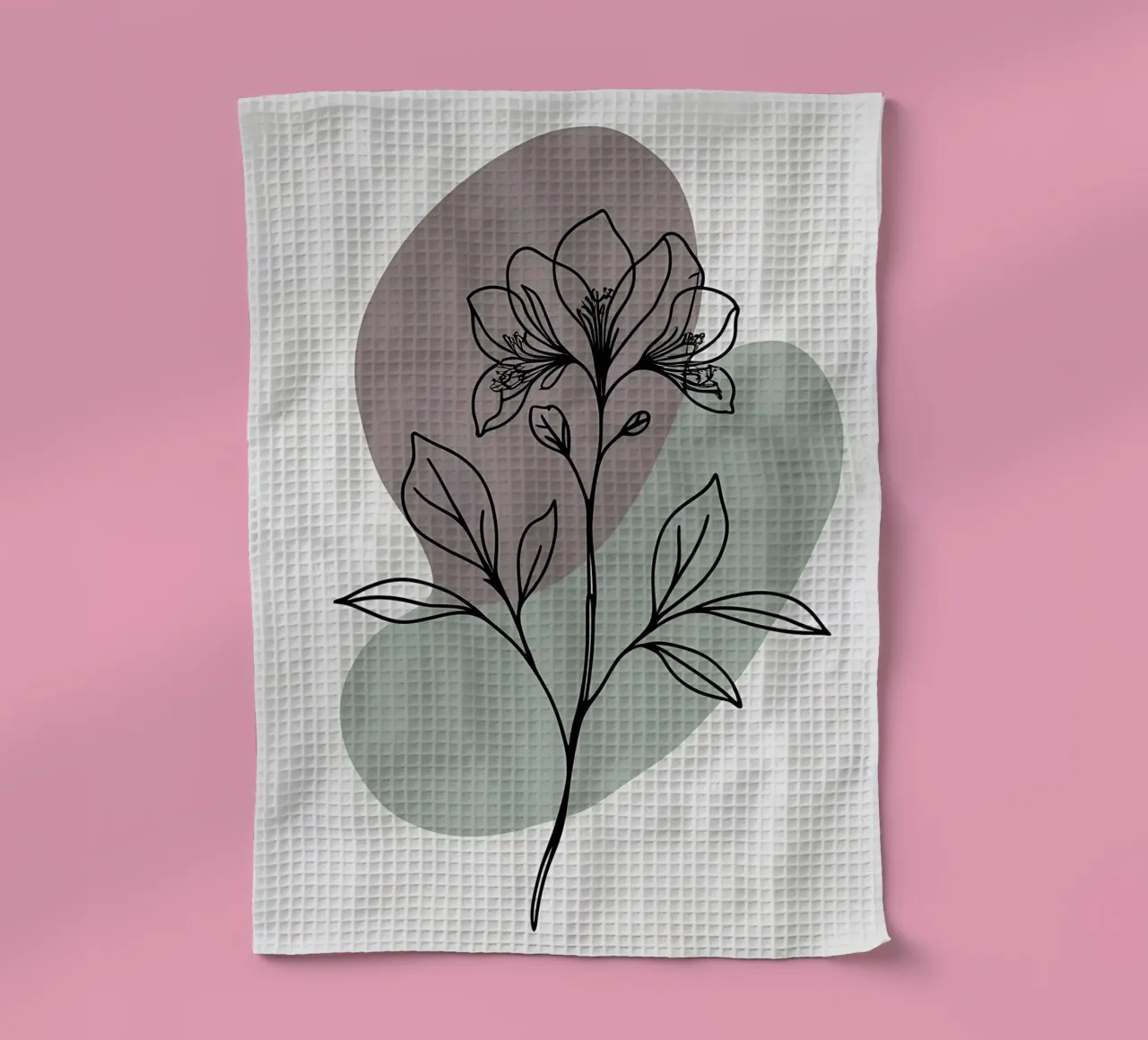 Minimalist line art of a single azalea flower tea towel by Bloom And Brush