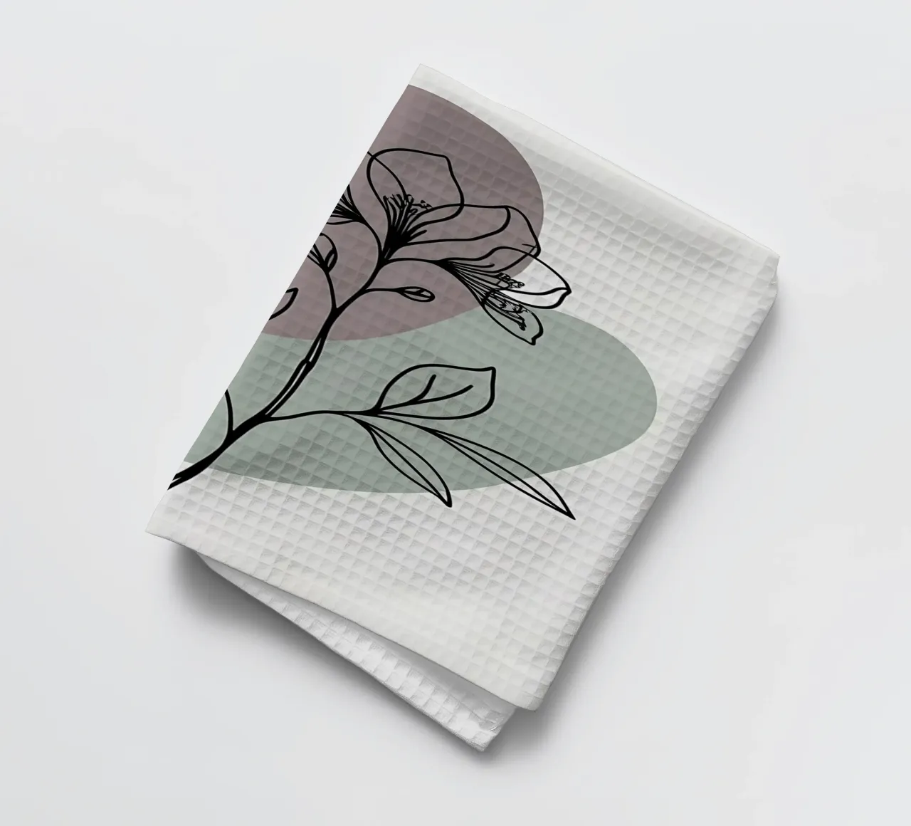 Minimalist line art of a single azalea flower tea towel by Bloom And Brush