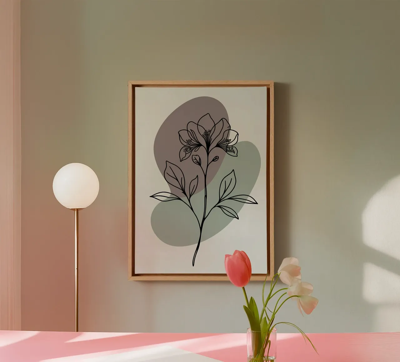 Minimalist line art of a single azalea flower canvas by Bloom And Brush