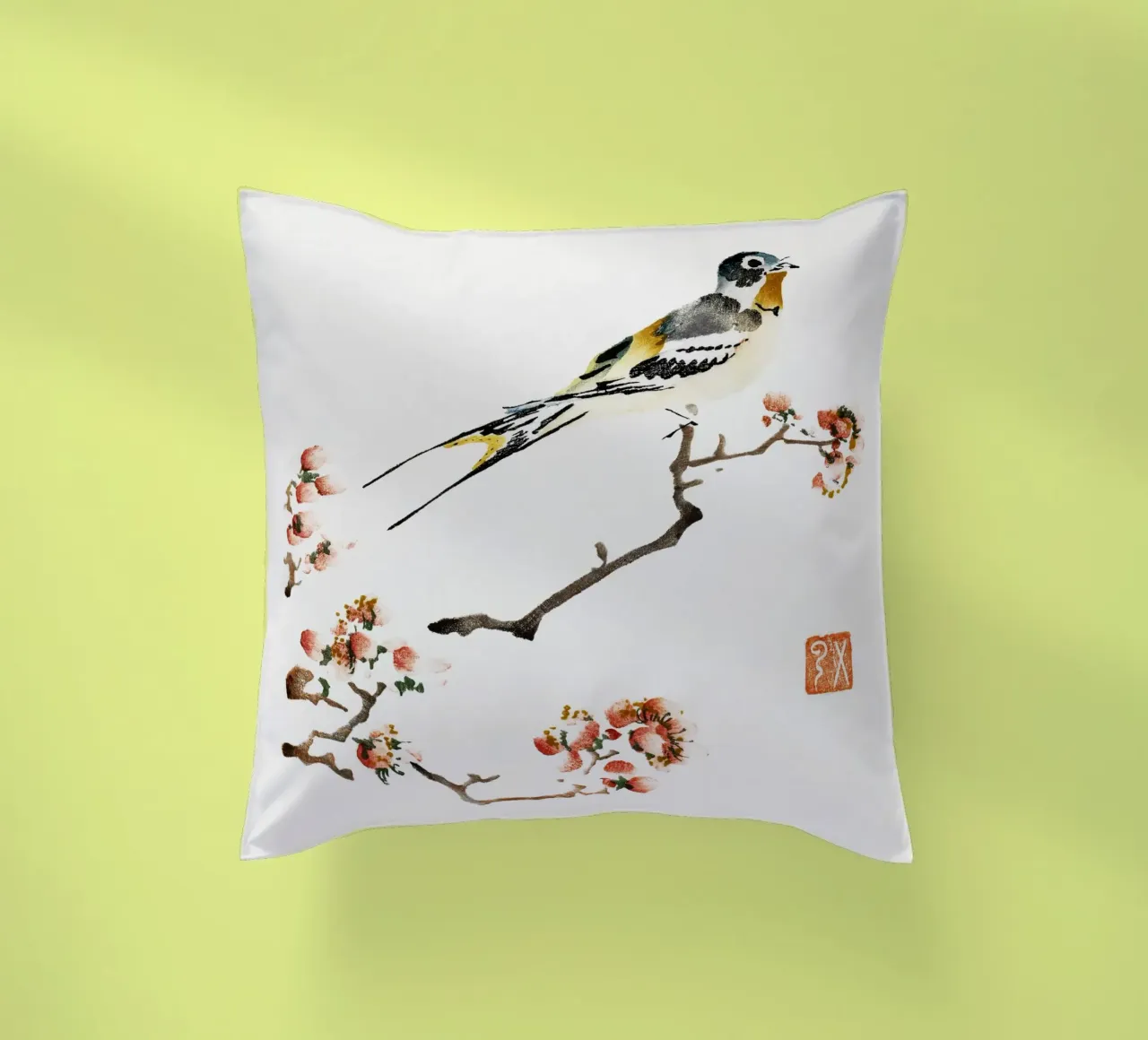 Swallow on a peach branch cuscino da vintageshop