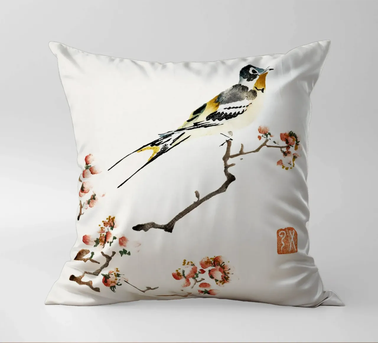 Swallow on a peach branch cuscino da vintageshop