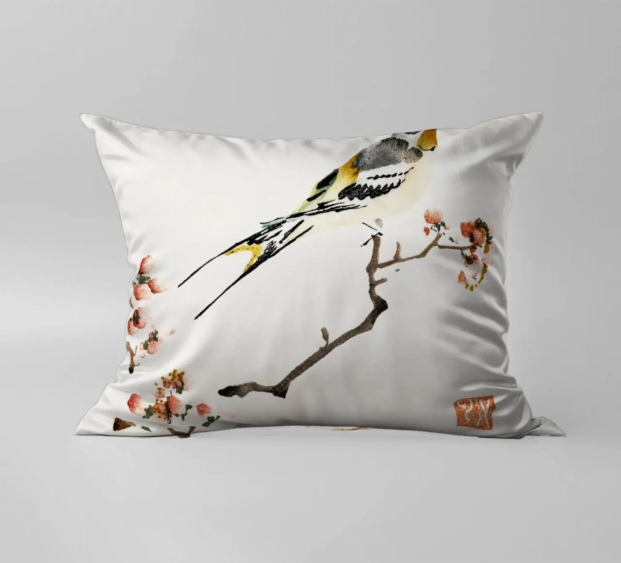 Swallow on a peach branch cuscino da vintageshop