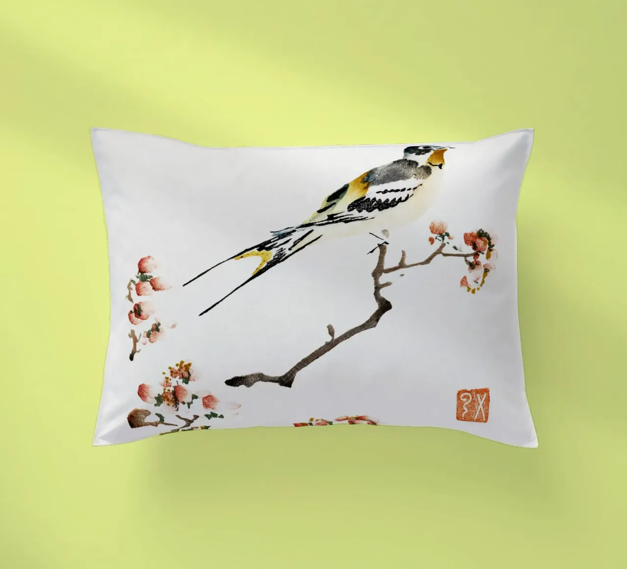 Swallow on a peach branch cuscino da vintageshop