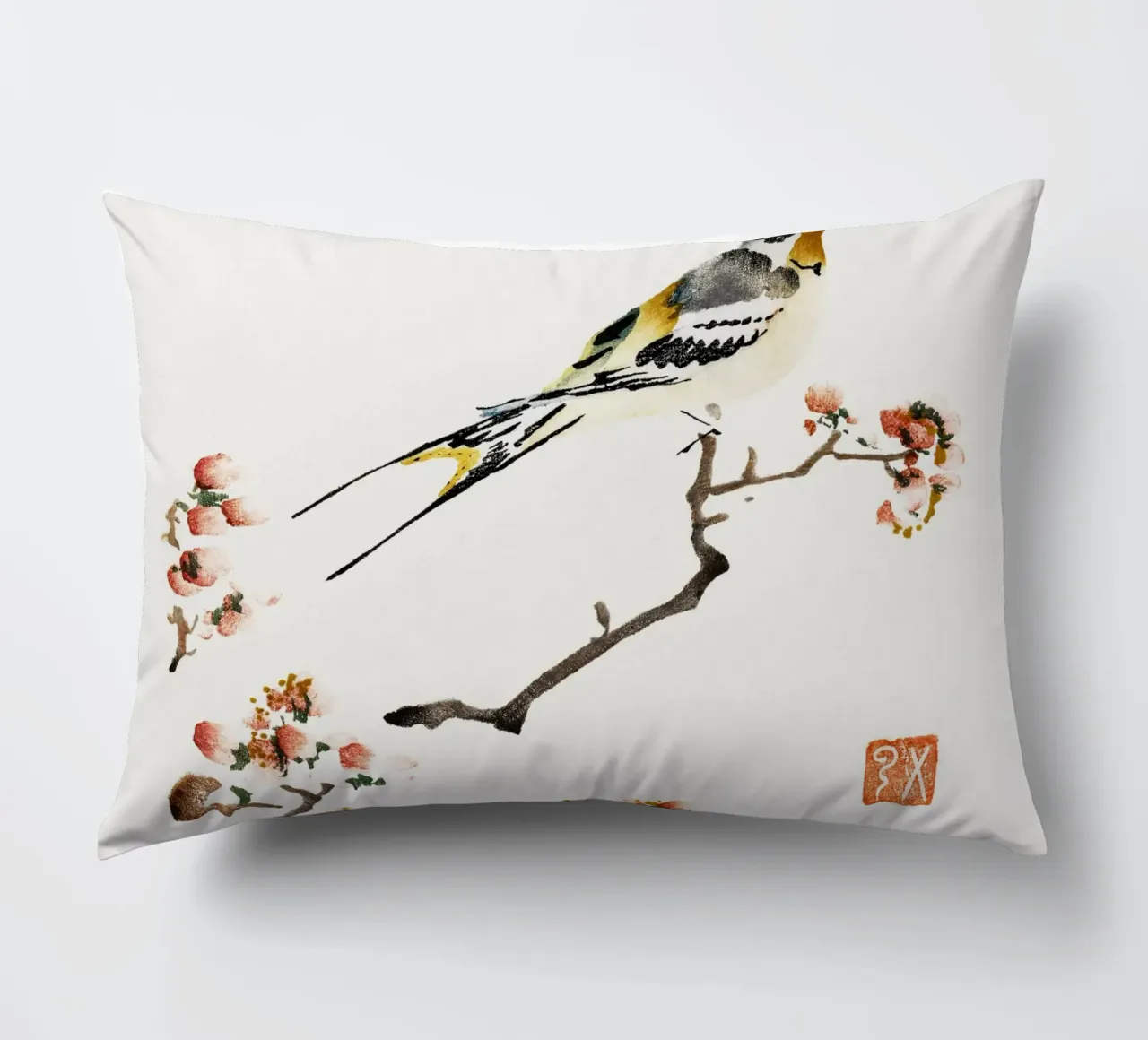 Swallow on a peach branch cuscino da vintageshop
