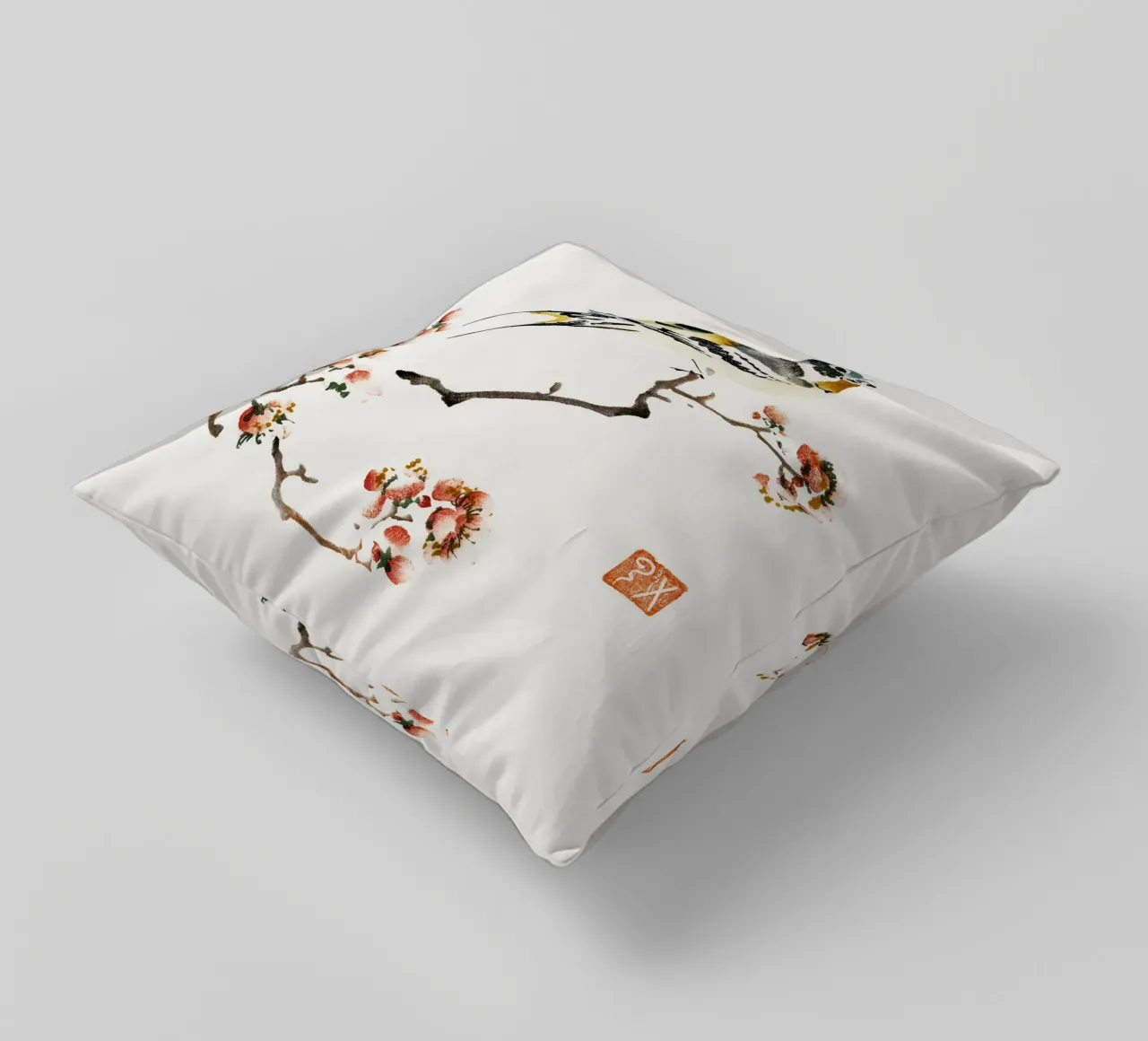 Swallow on a peach branch cuscino da vintageshop