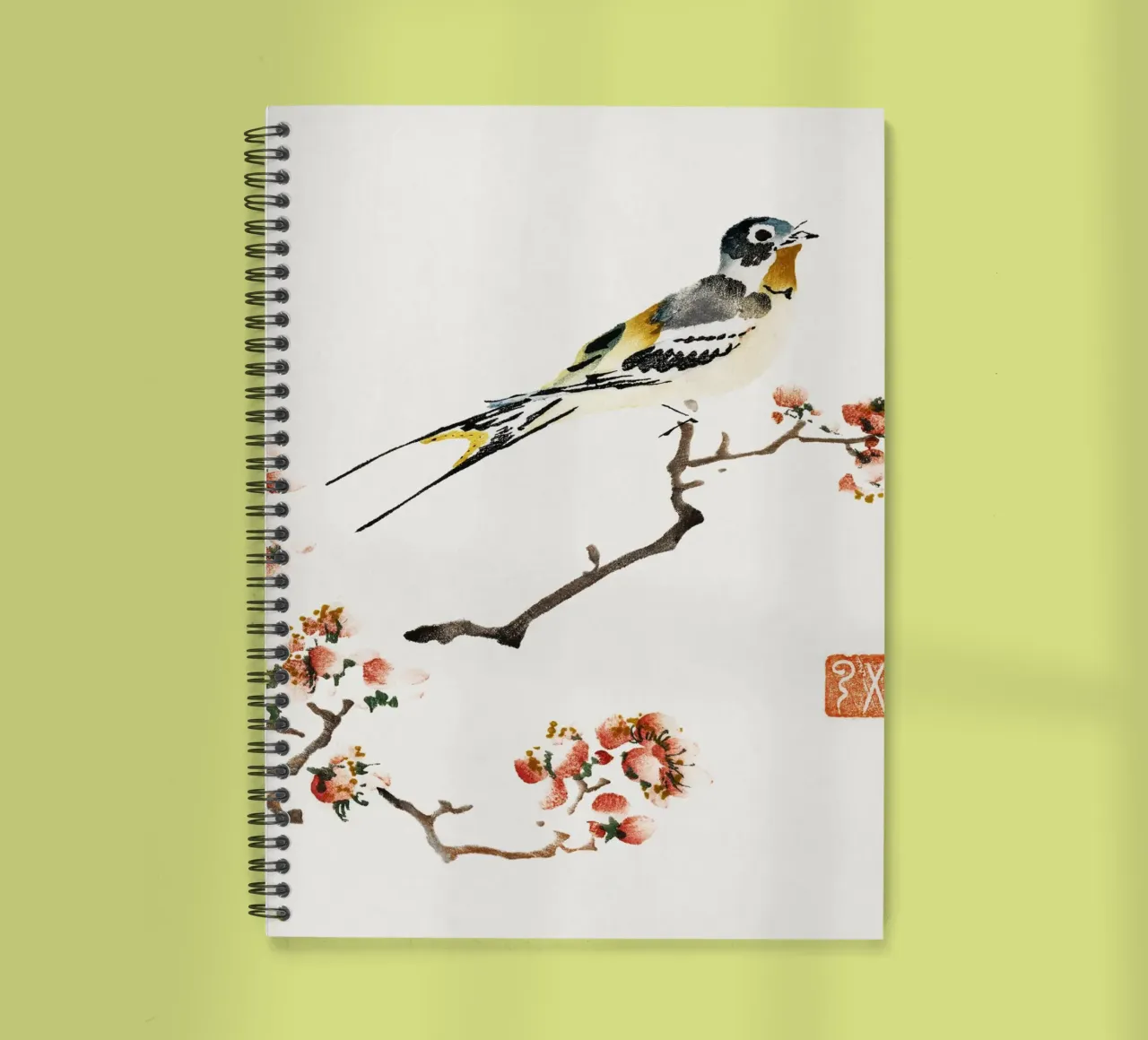Swallow on a peach branch diario ad anelli da vintageshop