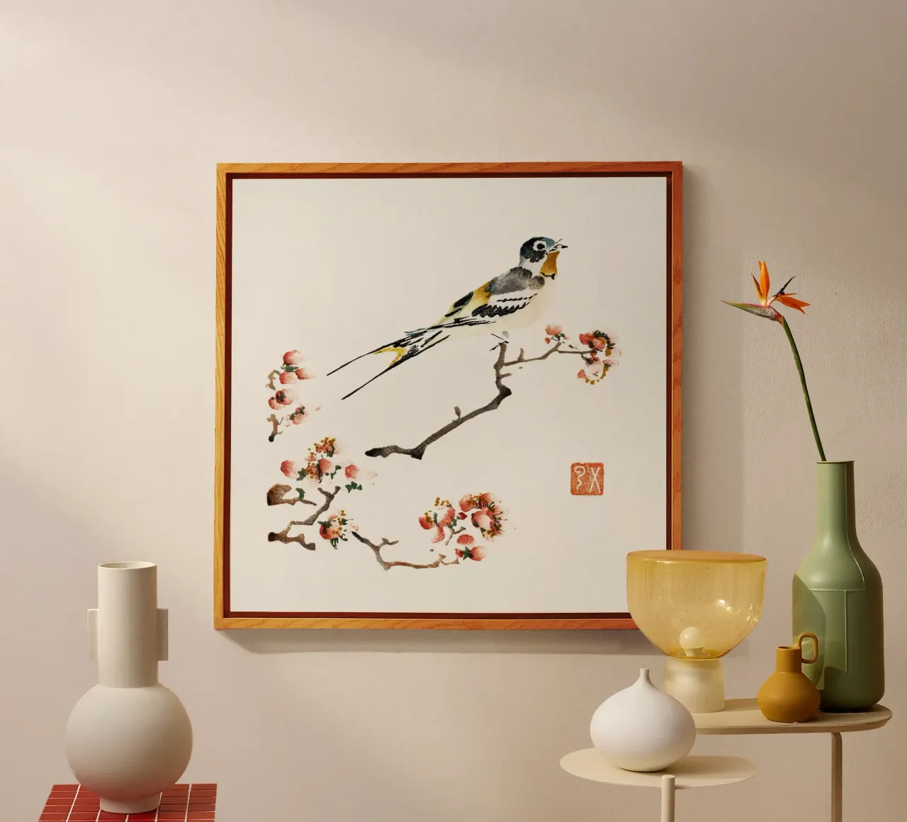 Swallow on a peach branch plexiglass da vintageshop