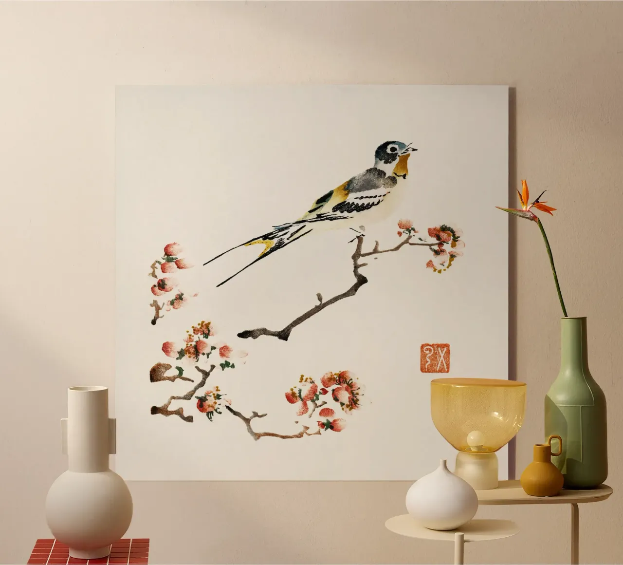 Swallow on a peach branch plexiglass da vintageshop