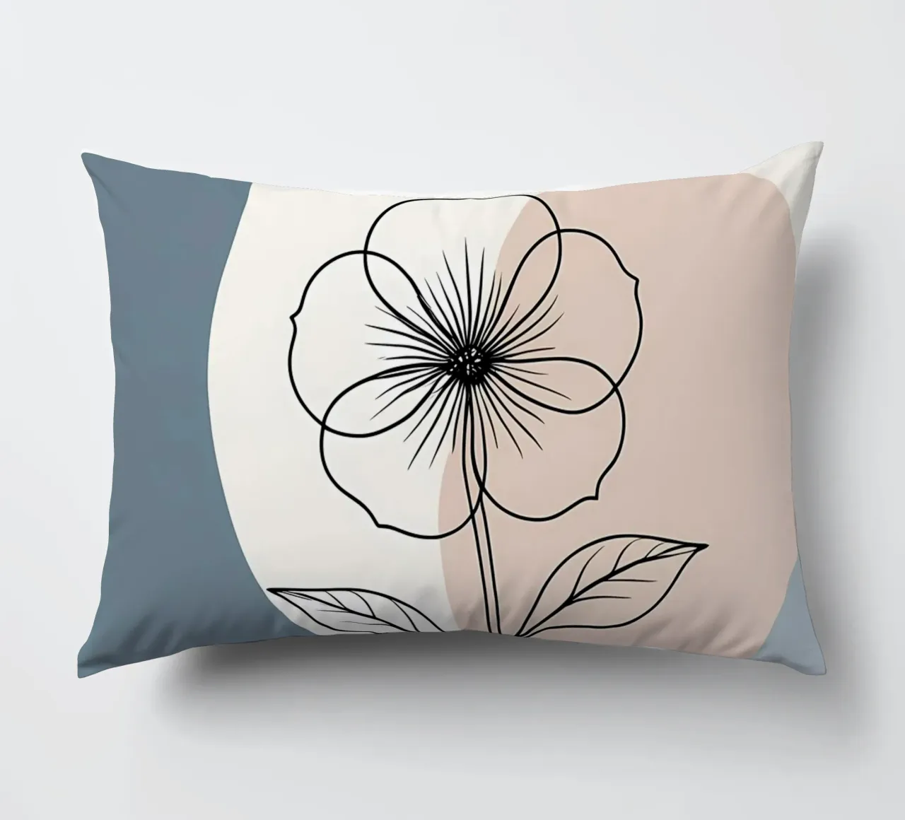 Minimalist line art of a single begonia flower decorative cushion by Bloom And Brush