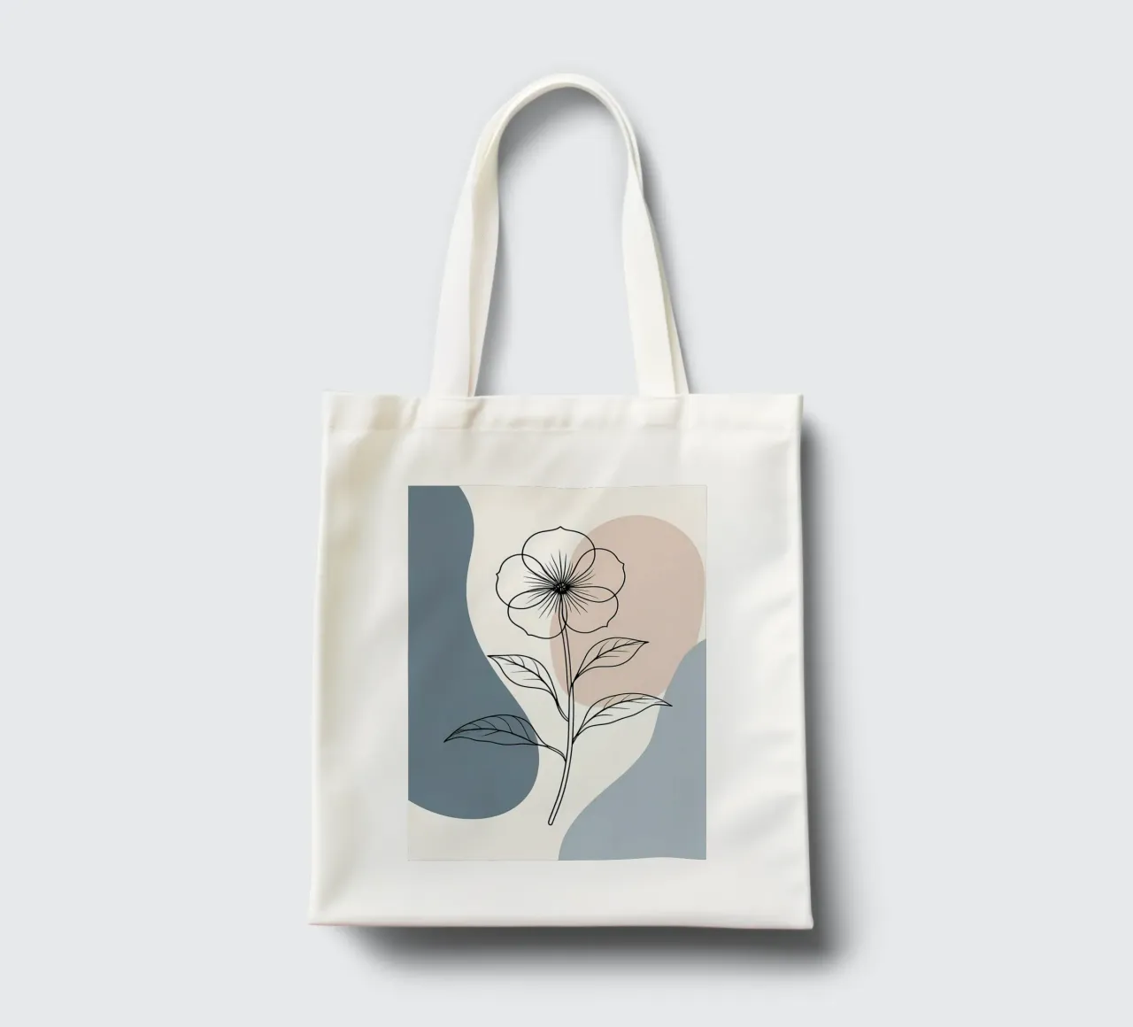Line art minimalista di un singolo fiore di begonia borsa in juta da Bloom And Brush