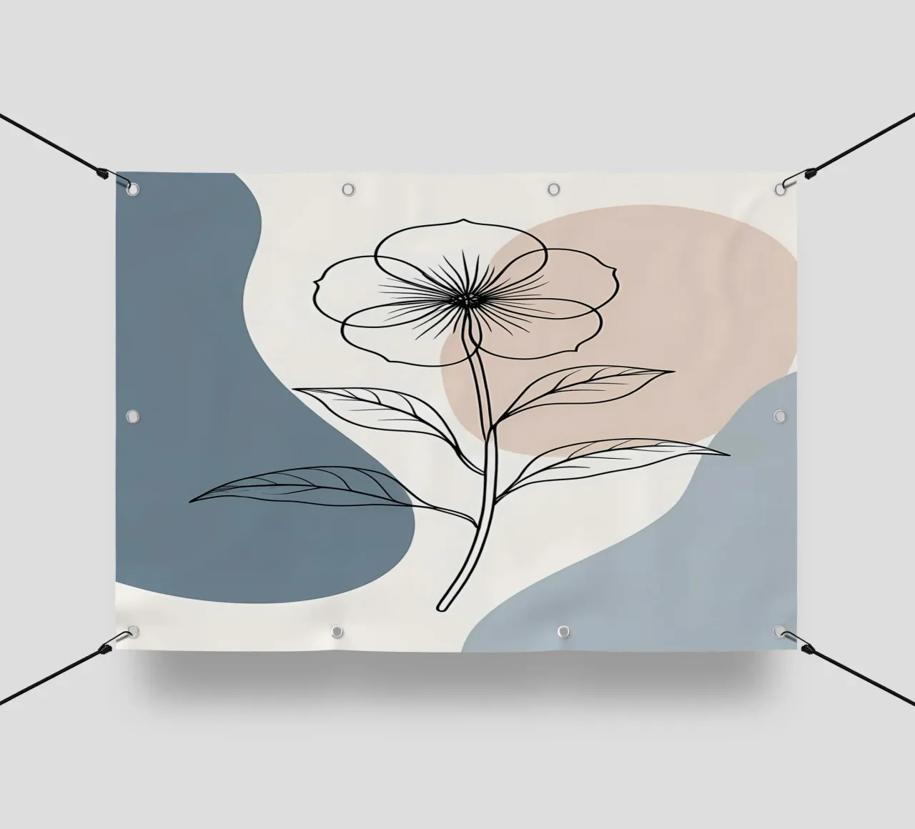 Line art minimalista di un singolo fiore di begonia telo in pvc da Bloom And Brush
